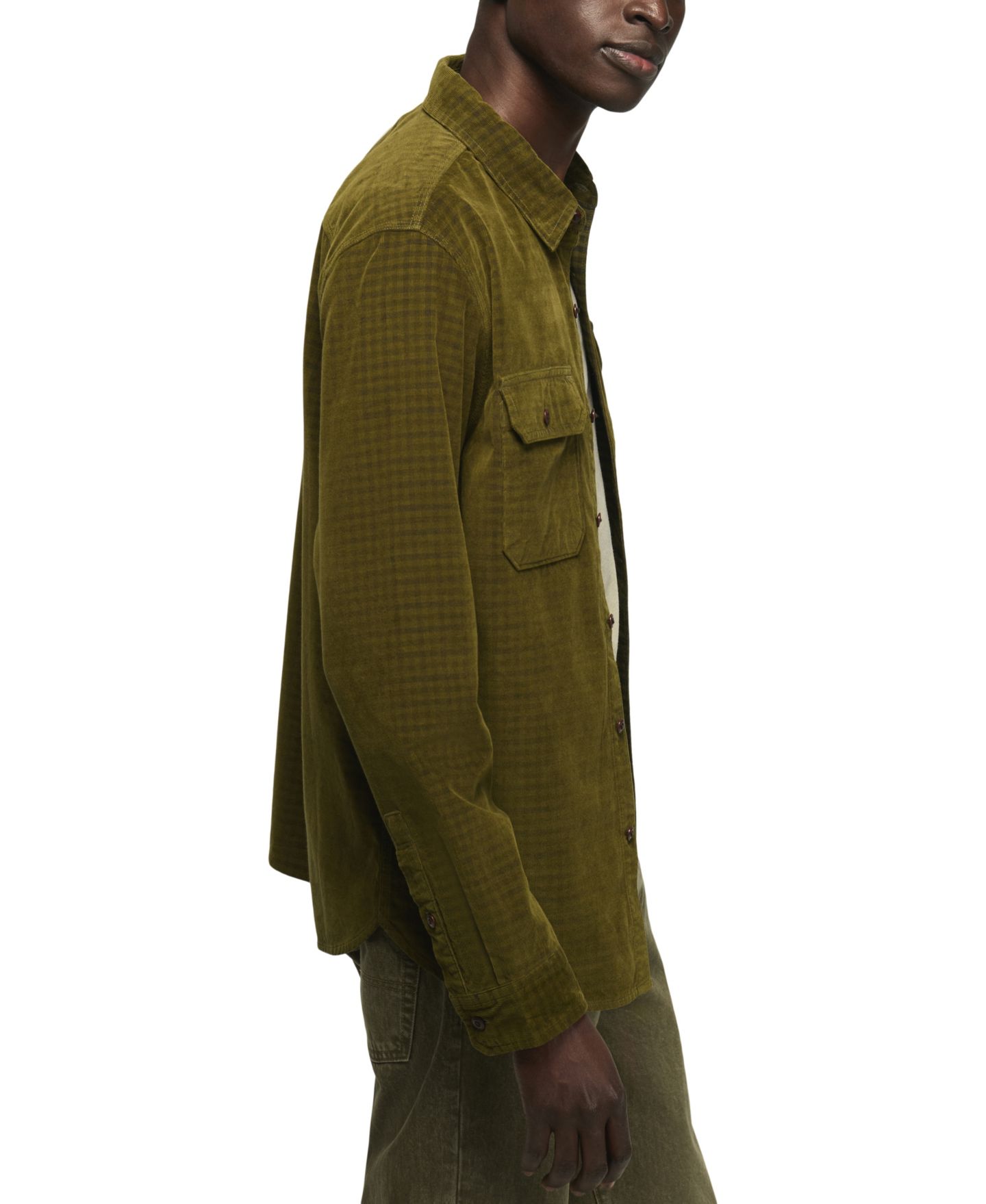 Мужской топ Lucky Brand Corduroy Plaid Long-Sleeve Workshirt, цвет: Зелёный клетчатый — фото 3
