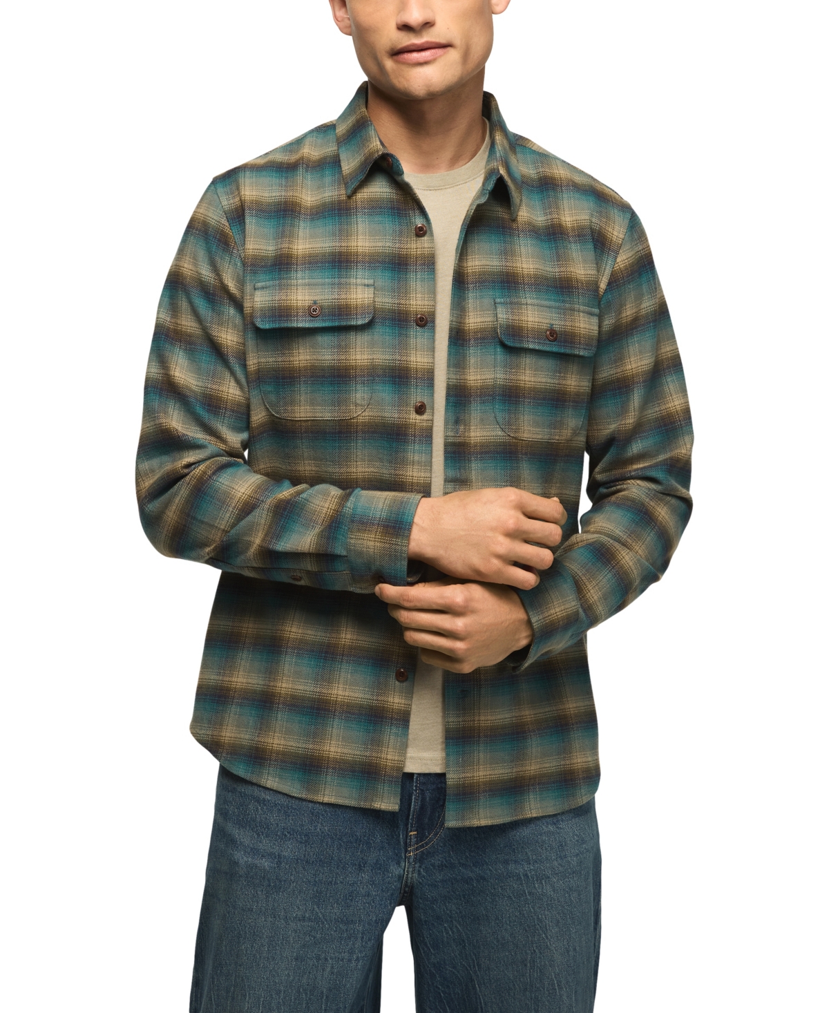 Lucky Brand Men's Cloud Soft Plaid Flannel Long Sleeve Shirt - Blue Plaid Multi