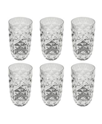 Diamond Cut Acrylic Drinking Glasses, Set of 6