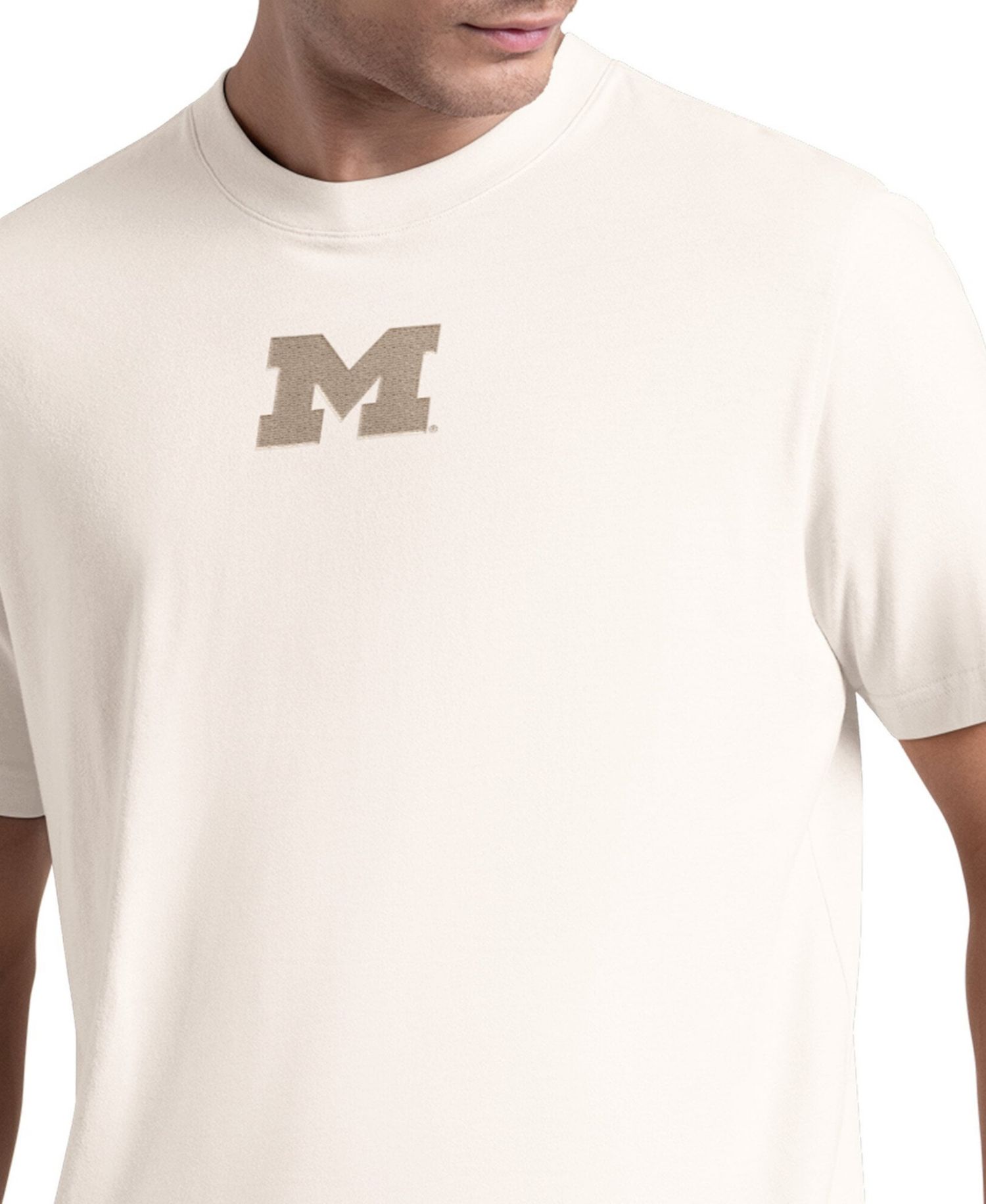 Men's Cream Michigan Wolverines Warm Up T-Shirt
