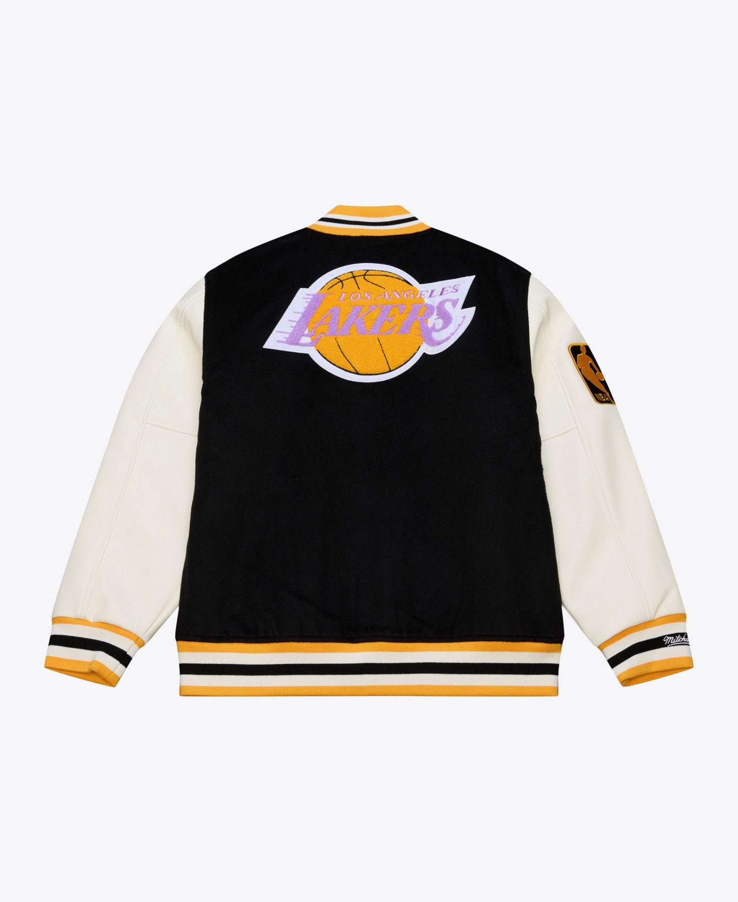 Men's Black/White Los Angeles Lakers Hardwood Classics Off Day Full-Snap Varsity Jacket