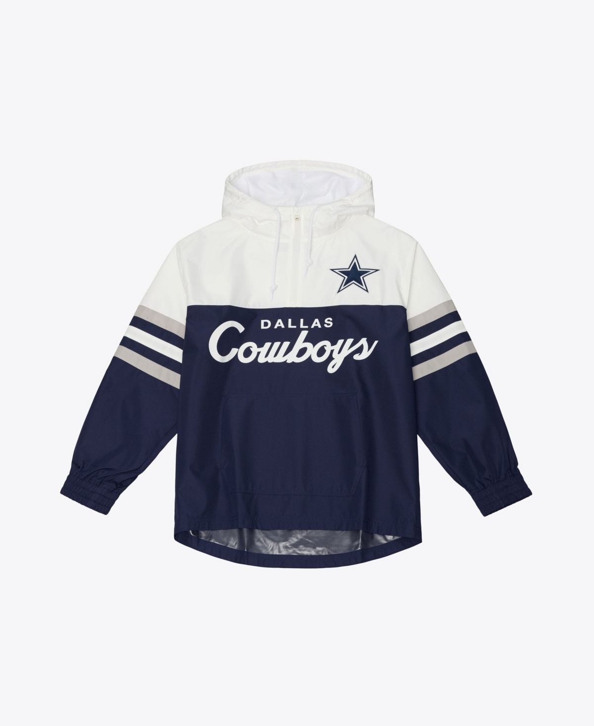 Mitchell & Ness Men's Dallas Cowboys Head Coach Anorak Quarter-zip Windbreaker Jacket In White