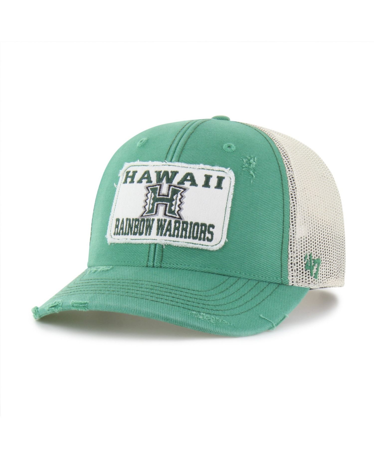 Men's and Women's '47 Green Hawaii Rainbow Warriors Egremont Well-Worn Adjustable Trucker Hat