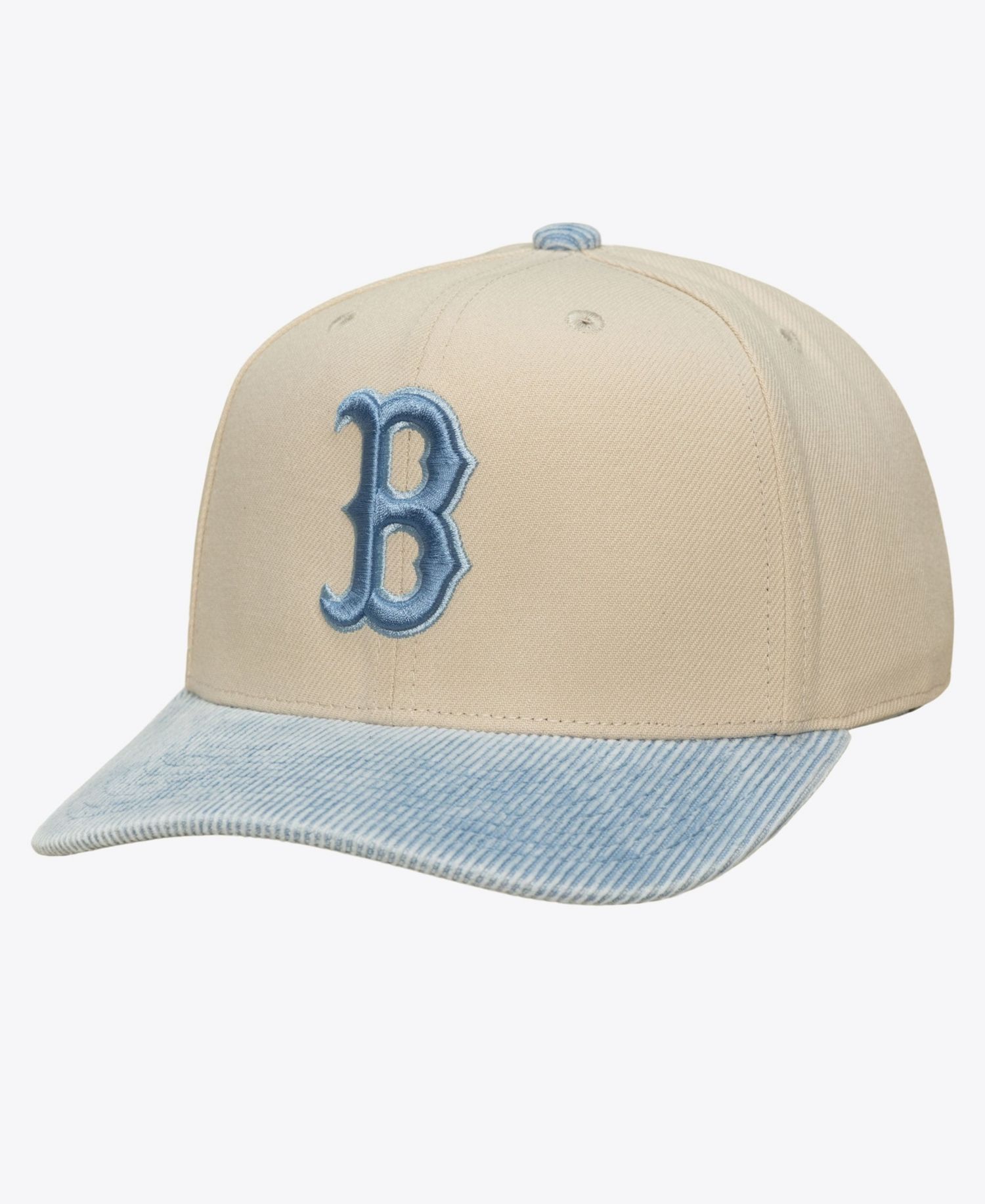Men's Cream/Light Blue Boston Red Sox Washed Corduroy Pro Crown Snapback Hat