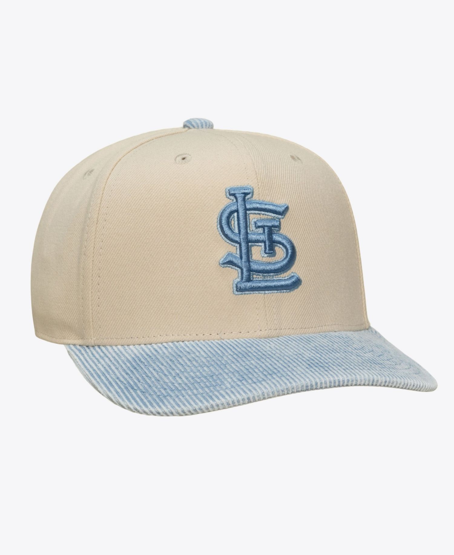 Men's Cream/Light Blue St. Louis Cardinals Washed Corduroy Pro Crown Snapback Hat