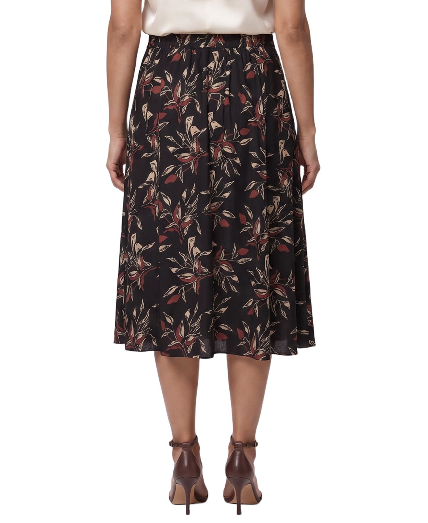Женская юбка NY Collection A-Line Midi Pull-On, цвет: Чёрный ржавый — фото 4