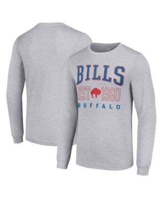 Men's Heather Gray Buffalo Bills Throwback Logo Long Sleeve T-Shirt