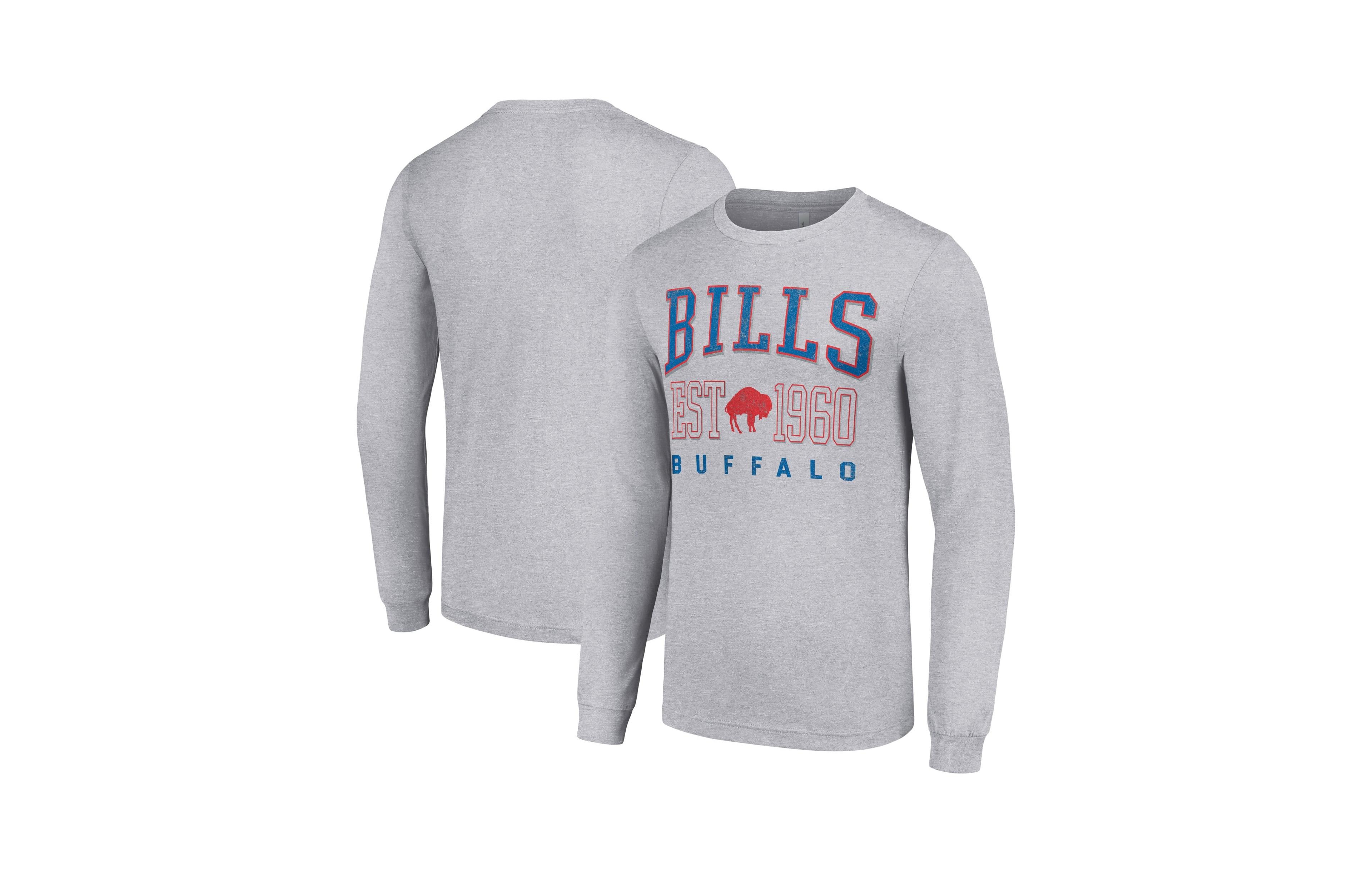 Starter Men's Buffalo Bills Retro Long-Sleeve Crewneck Distressed Screen Print T-Shirt