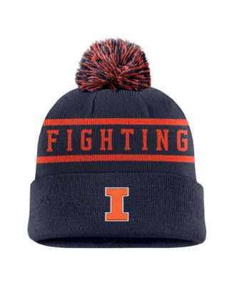 Men's Navy Illinois Fighting Illini Peak Cuffed Knit Hat with Pom