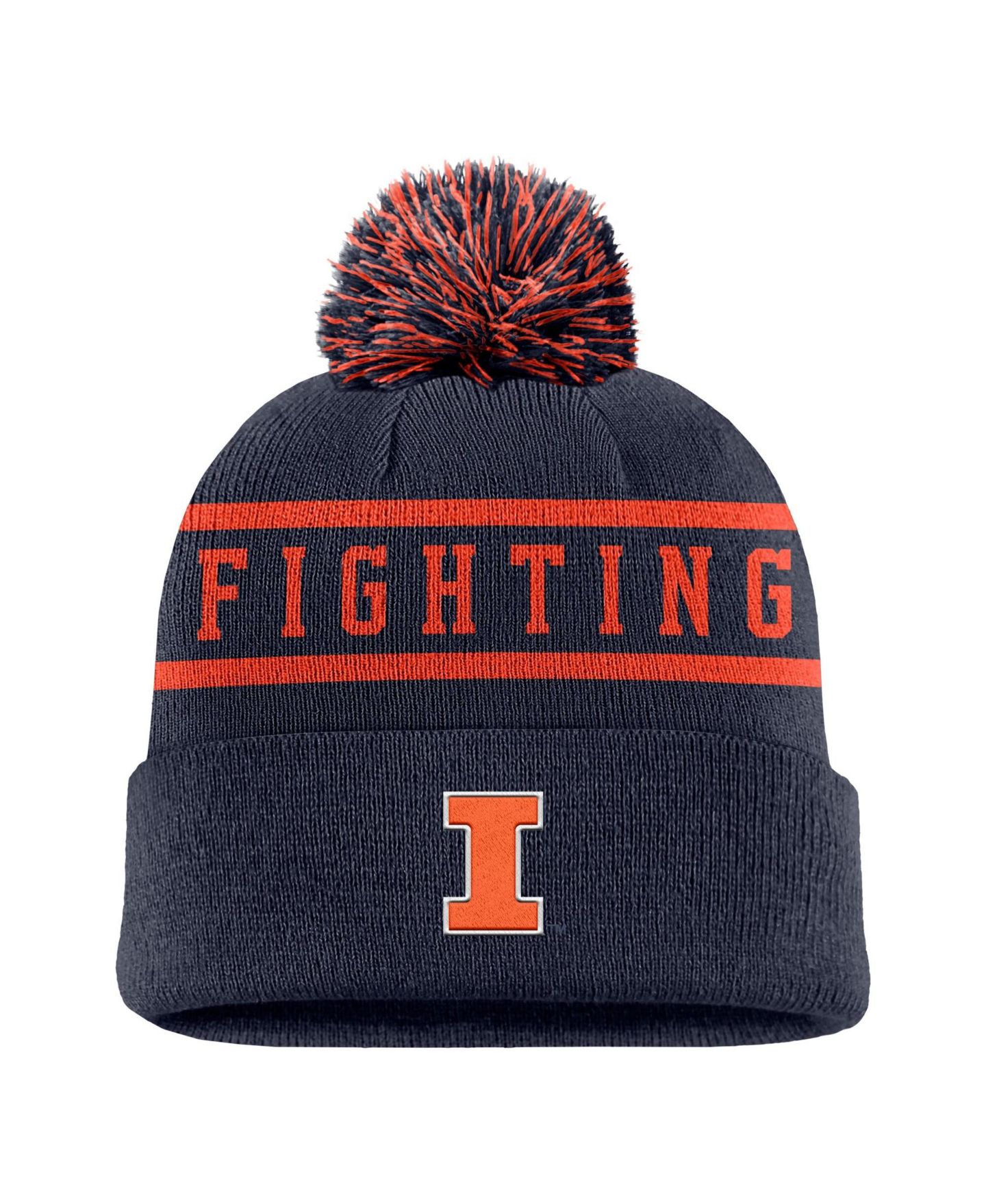 Мужской головной убор Nike Navy Illinois Fighting Illini Peak Cuffed Knit Pom Hat — фото 1