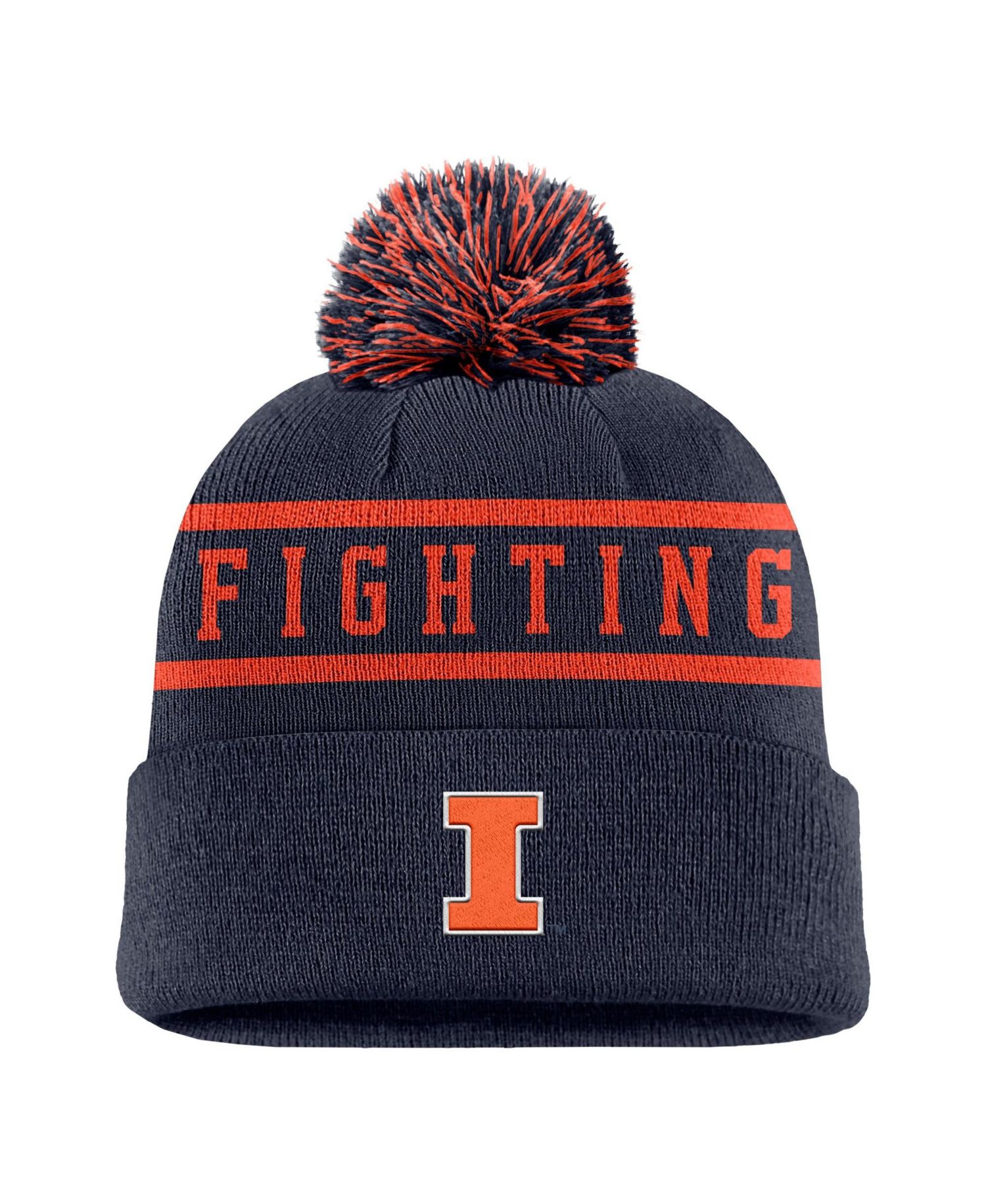 Men's Navy Illinois Fighting Illini Peak Cuffed Knit Hat with Pom