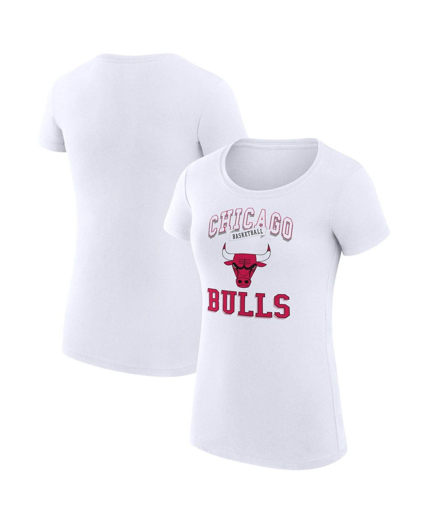 Women's White Chicago Bulls Super-Slim Fit Lightweight Team Logo T-Shirt
