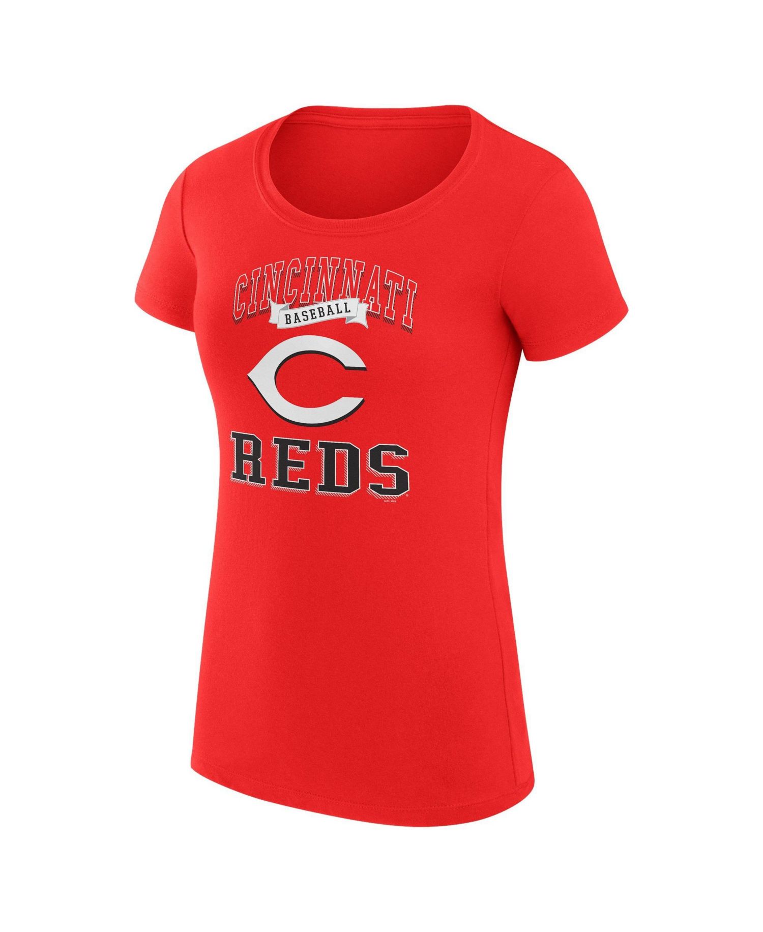 Women's Red Cincinnati Reds Super-Slim Fit Lightweight Team Logo Graphic T-Shirt