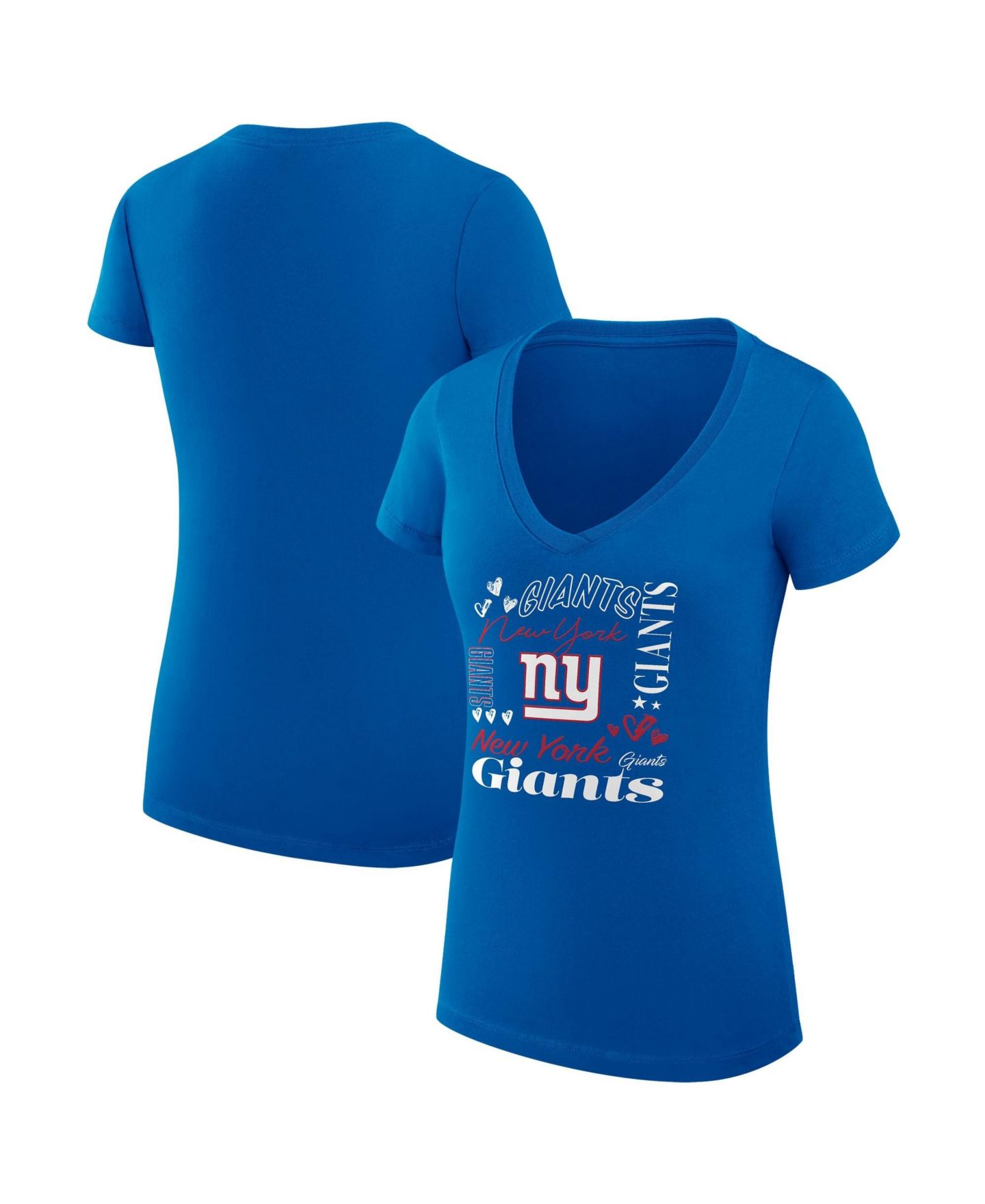 Женская футболка G-III 4Her by Carl Banks Royal New York Giants Super-Slim Fit Lightweight Collage Team V-Neck — фото 1