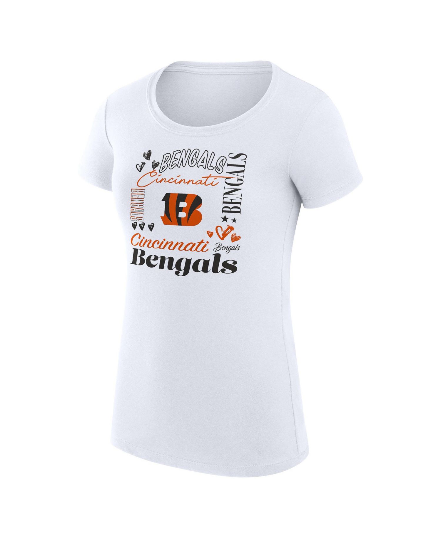 Women's White Cincinnati Bengals Super-Slim Fit Lightweight Collage Team T-Shirt