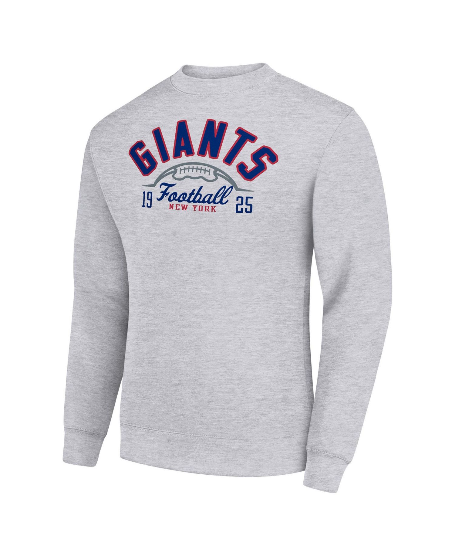 Men's Heather Gray New York Giants Half Ball Team Graphic Tri-Blend Fleece Pullover Sweatshirt