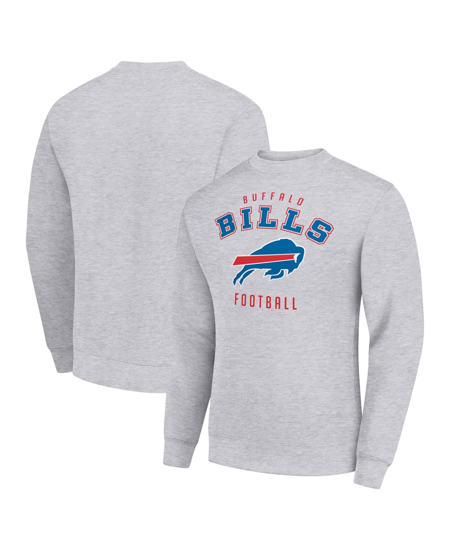 Men's Heather Gray Buffalo Bills Team Logo Pullover Sweatshirt