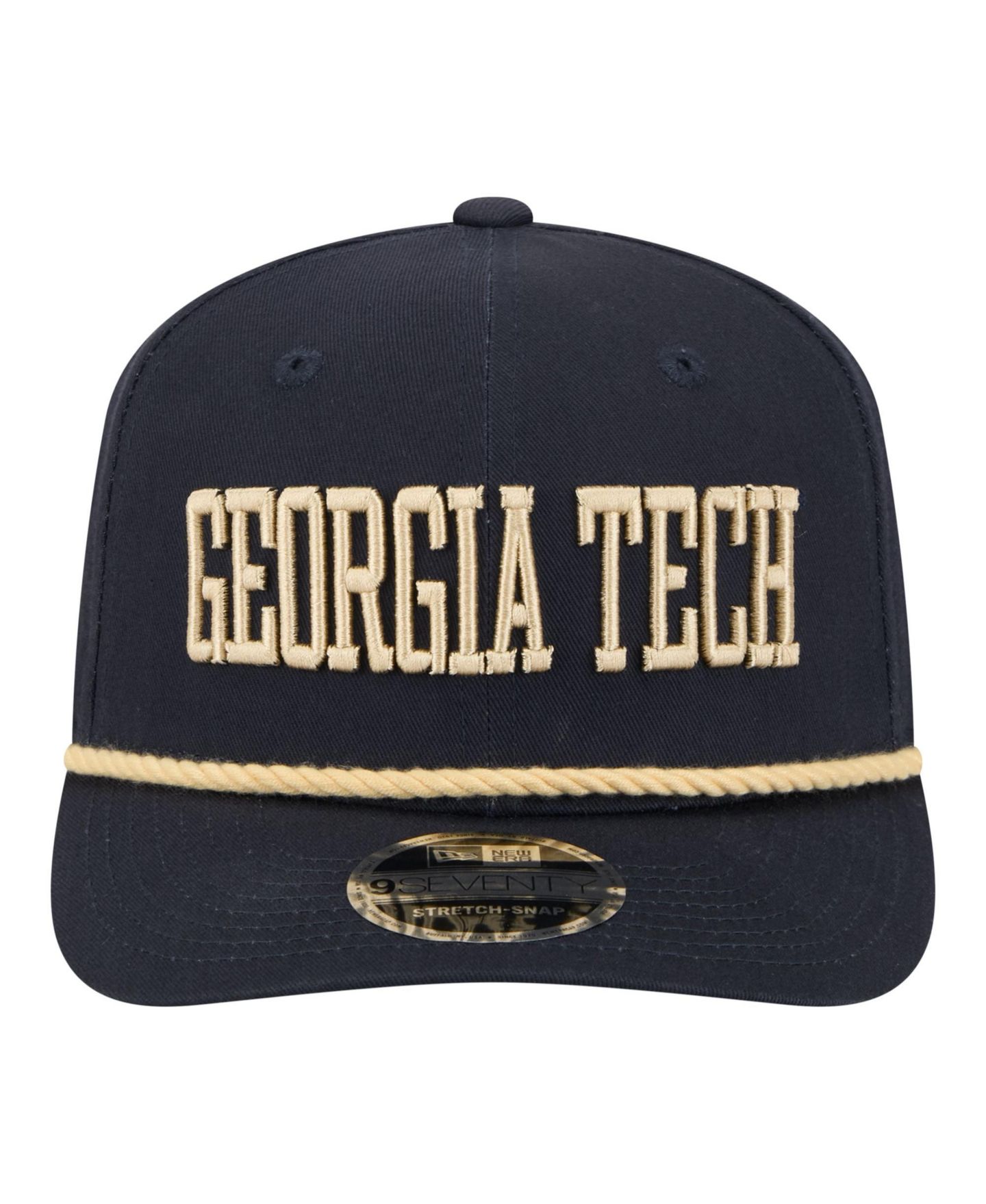 Мужские головные уборы New Era Navy Georgia Tech Yellow Jackets Wordmark Rope 9SEVENTY Stretch-Snap Hat — фото 2