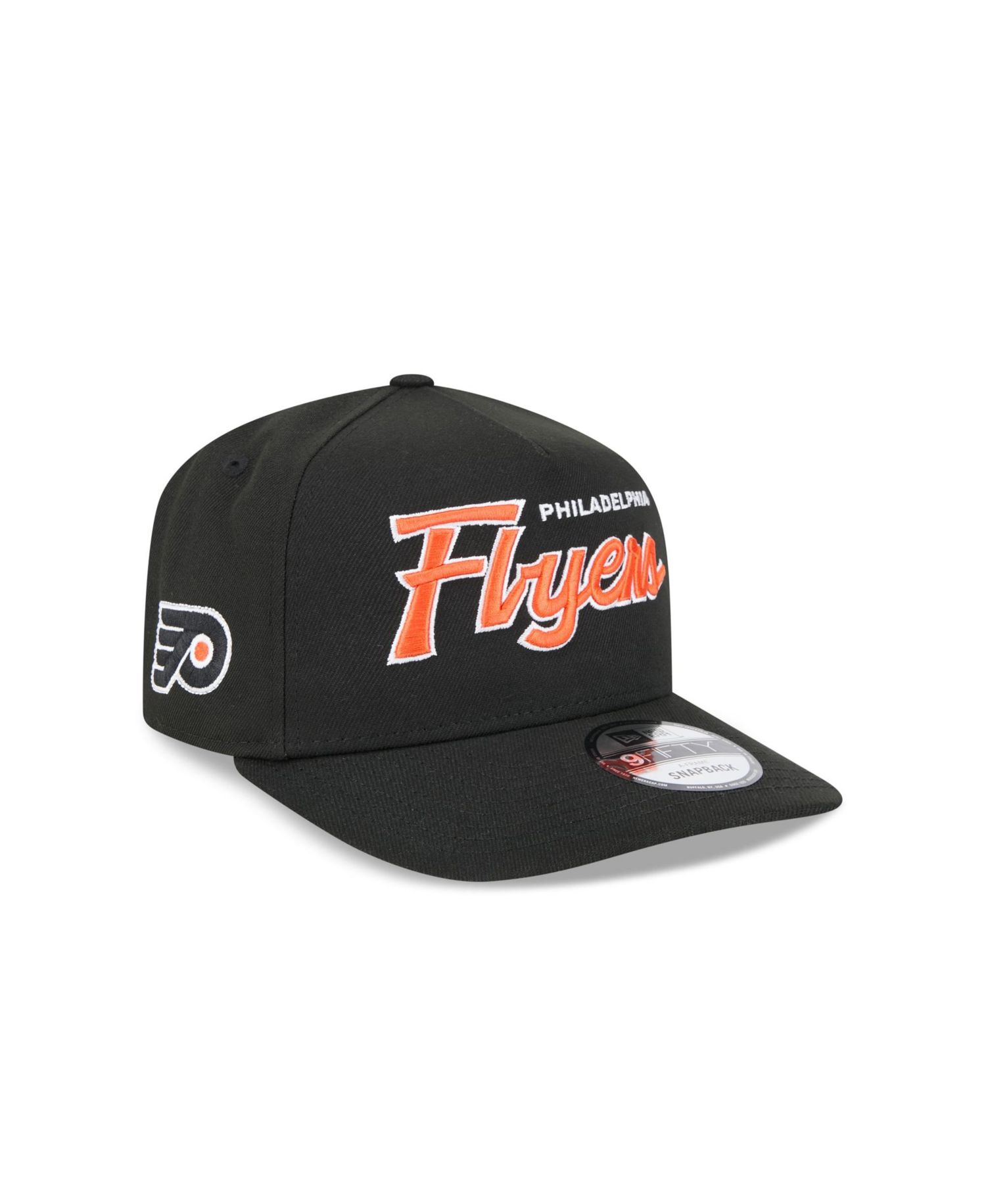 Men's Black Philadelphia Flyers Script A-Frame 9FIFTY Snapback Hat