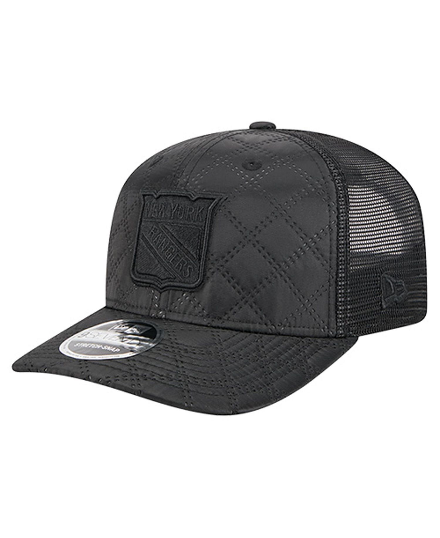 Men's Black New York Rangers Quilted Nylon 9SEVENTY Adjustable Trucker Hat