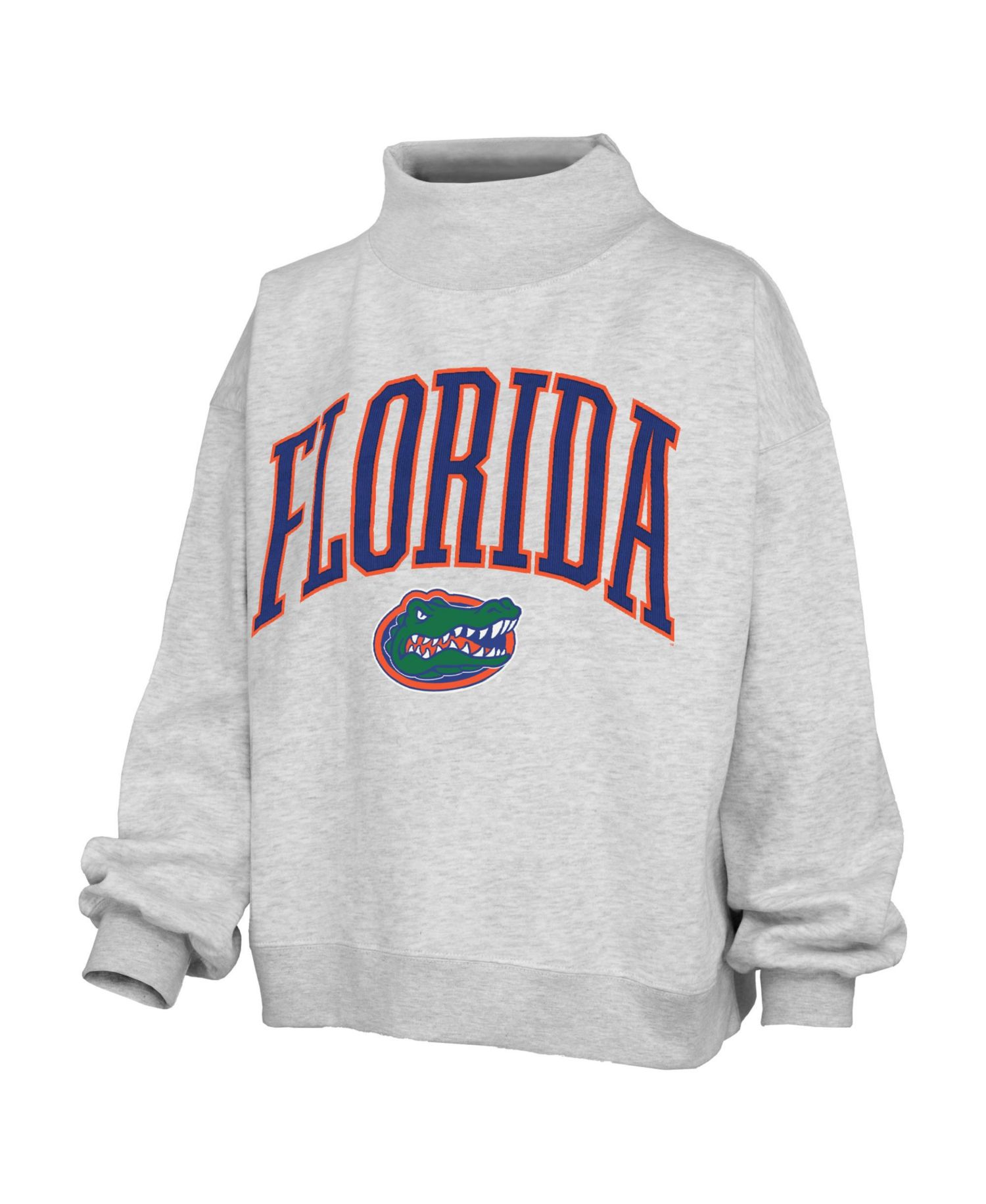 Women's Gray Florida Gators Nelson Texture Lingo Mock Neck Fleece Sweatshirt