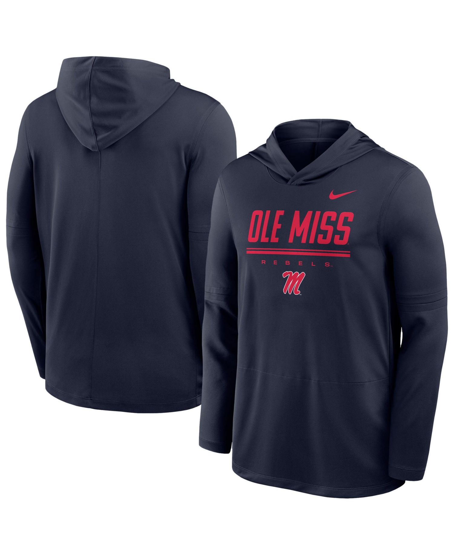 Men's Navy Ole Miss Rebels 2026 Sideline Dri-FIT Lightweight Hooded Top