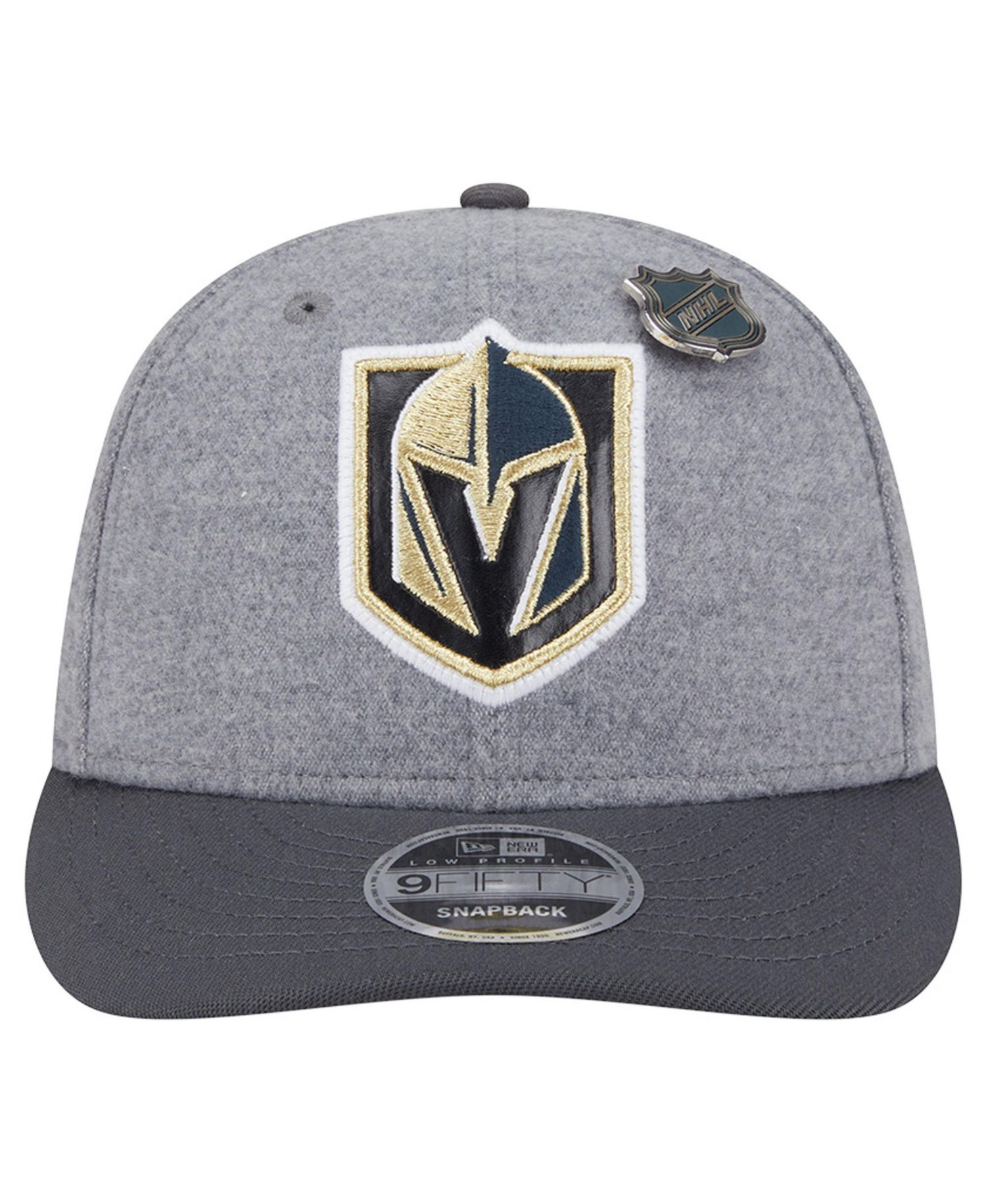 Men's Gray/Black Vegas Golden Knights Wool Pin Low Profile 9FIFTY Snapback Hat
