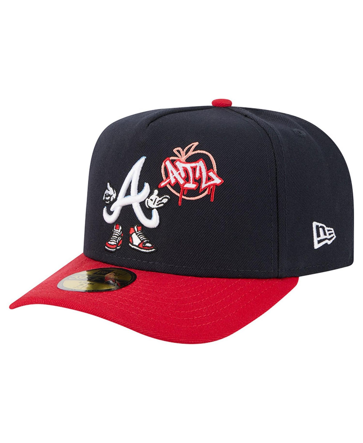 Men's Navy/Red Atlanta Braves Cartoon A-Frame 59FIFTY Fitted Hat