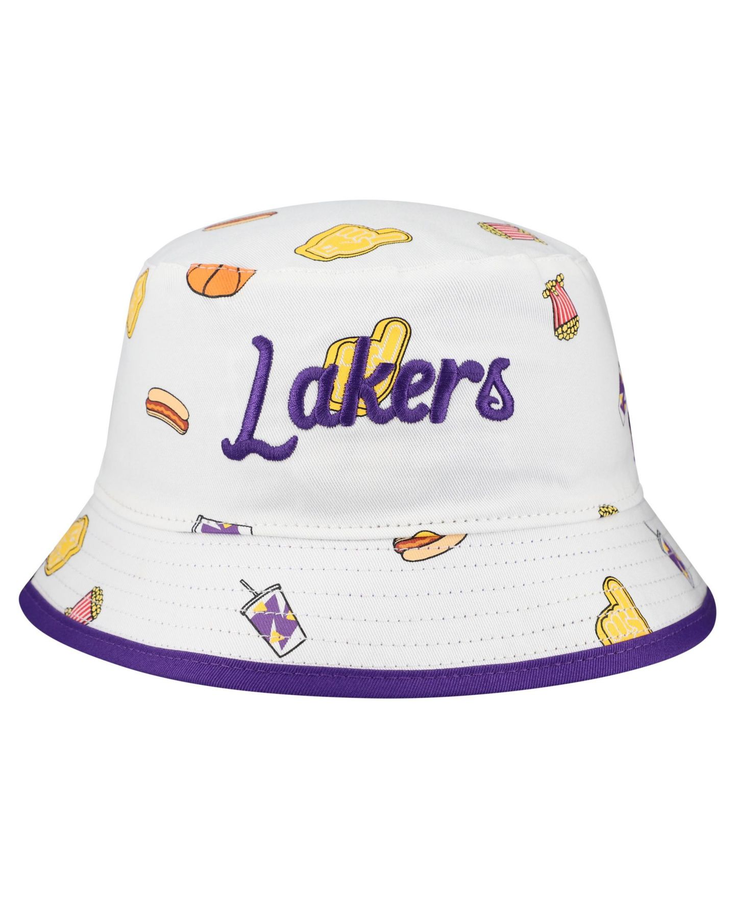 Мужская панама New Era White Los Angeles Lakers Team Cheer Reversible Bucket Hat — фото 2