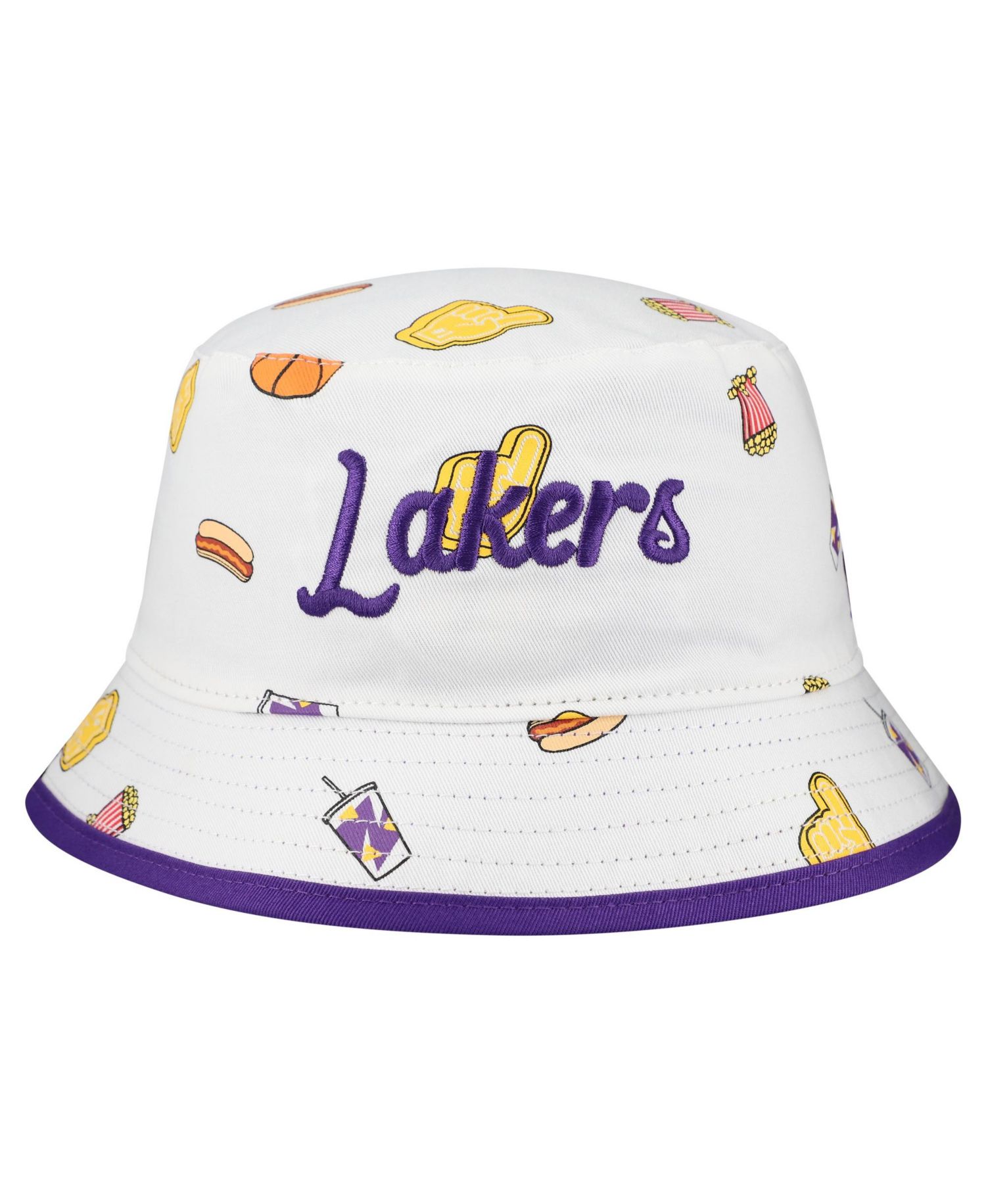 Men's White Los Angeles Lakers Team Cheer Reversible Bucket Hat