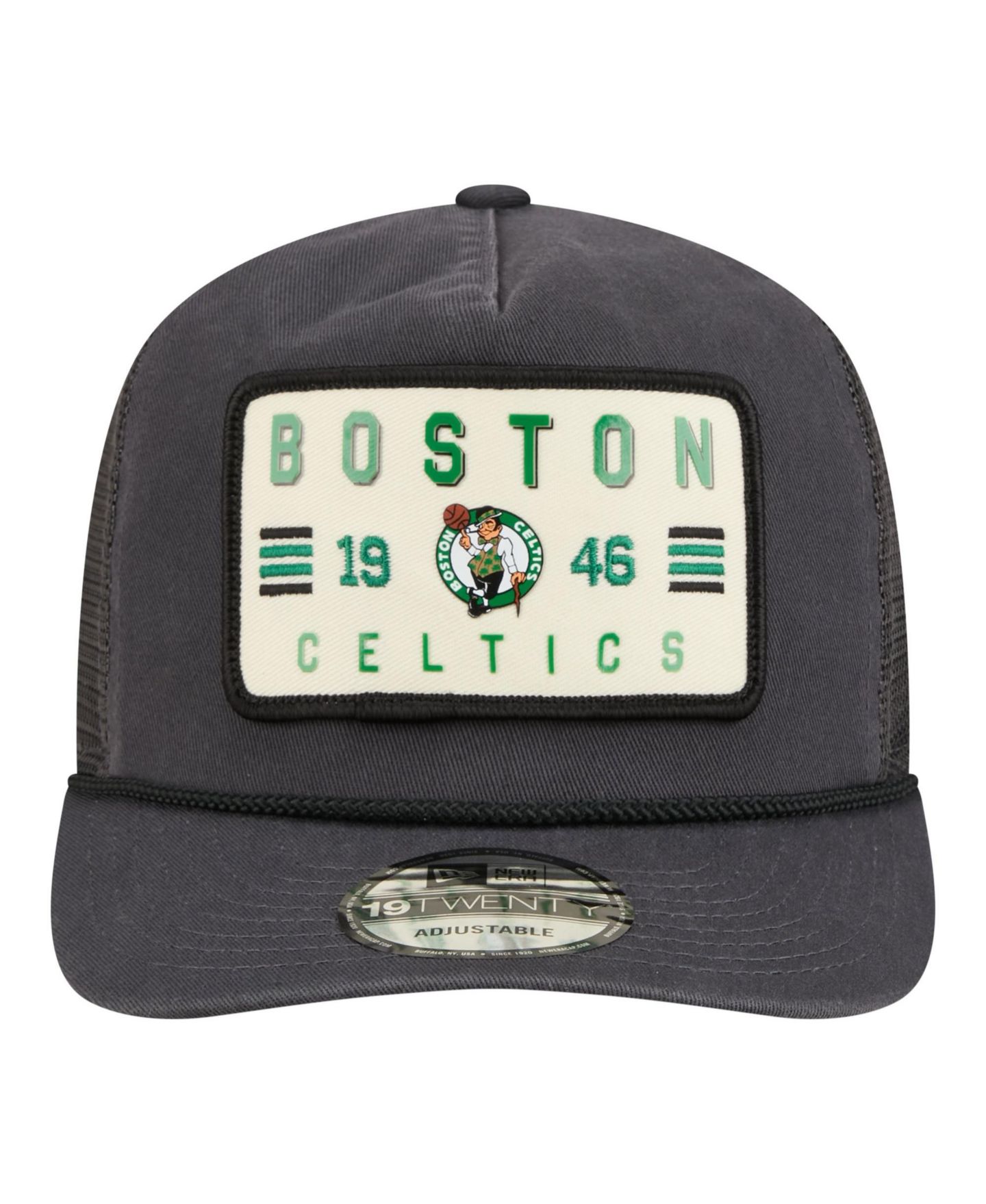 Мужская кепка New Era Charcoal Boston Celtics Washed Patch 19TWENTY Adjustable Trucker Hat — фото 2