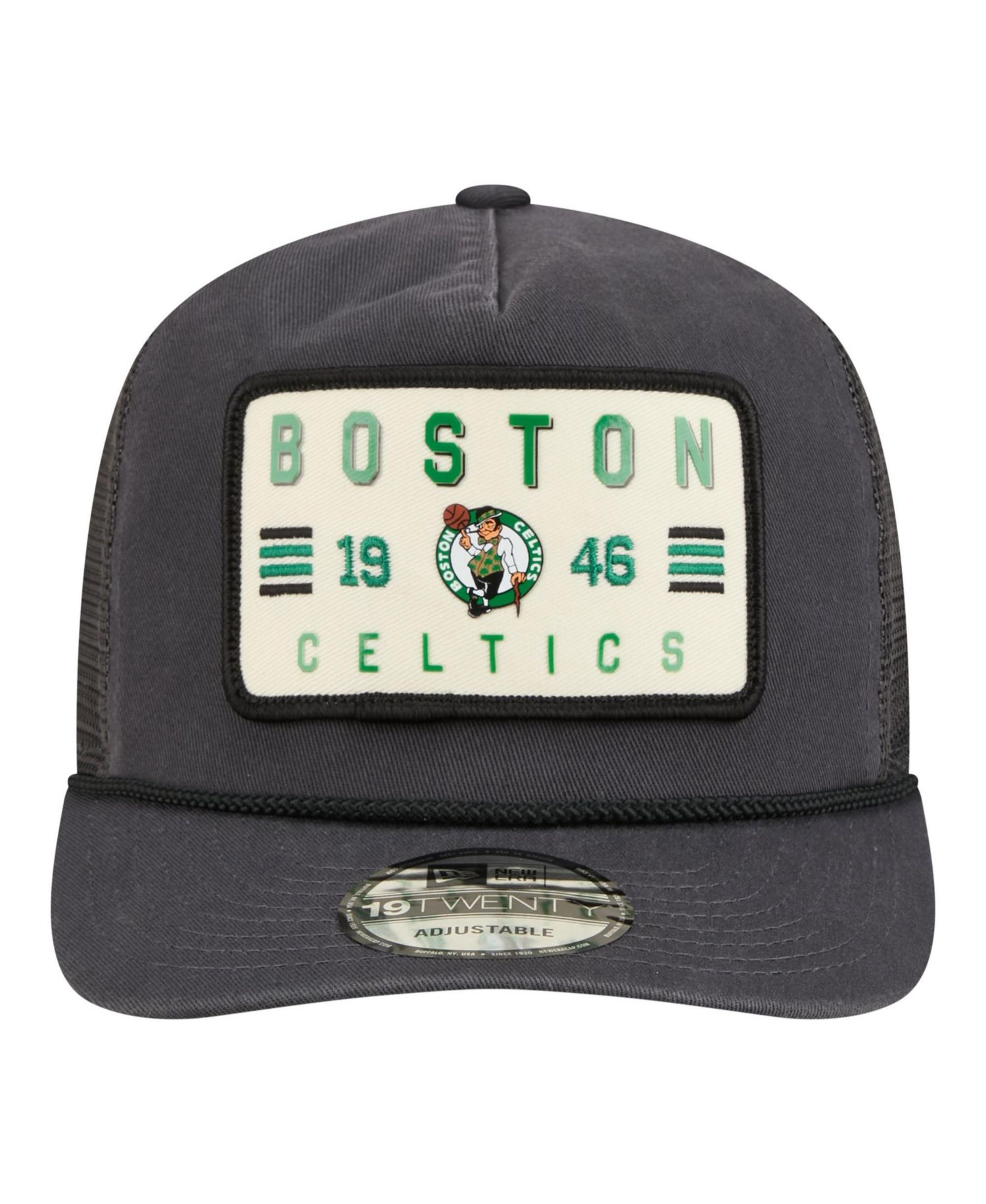 Men's Charcoal Boston Celtics Washed Patch 19TWENTY Adjustable Trucker Hat