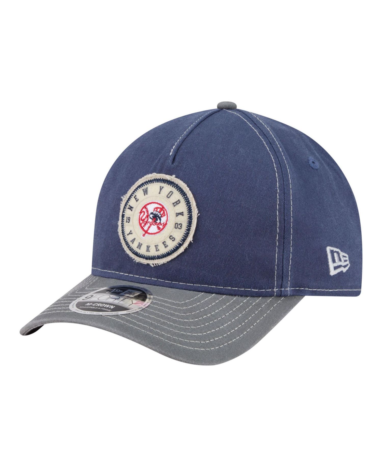 Men's Navy/Gray New York Yankees Felt M-Crown 9FORTY Adjustable Hat