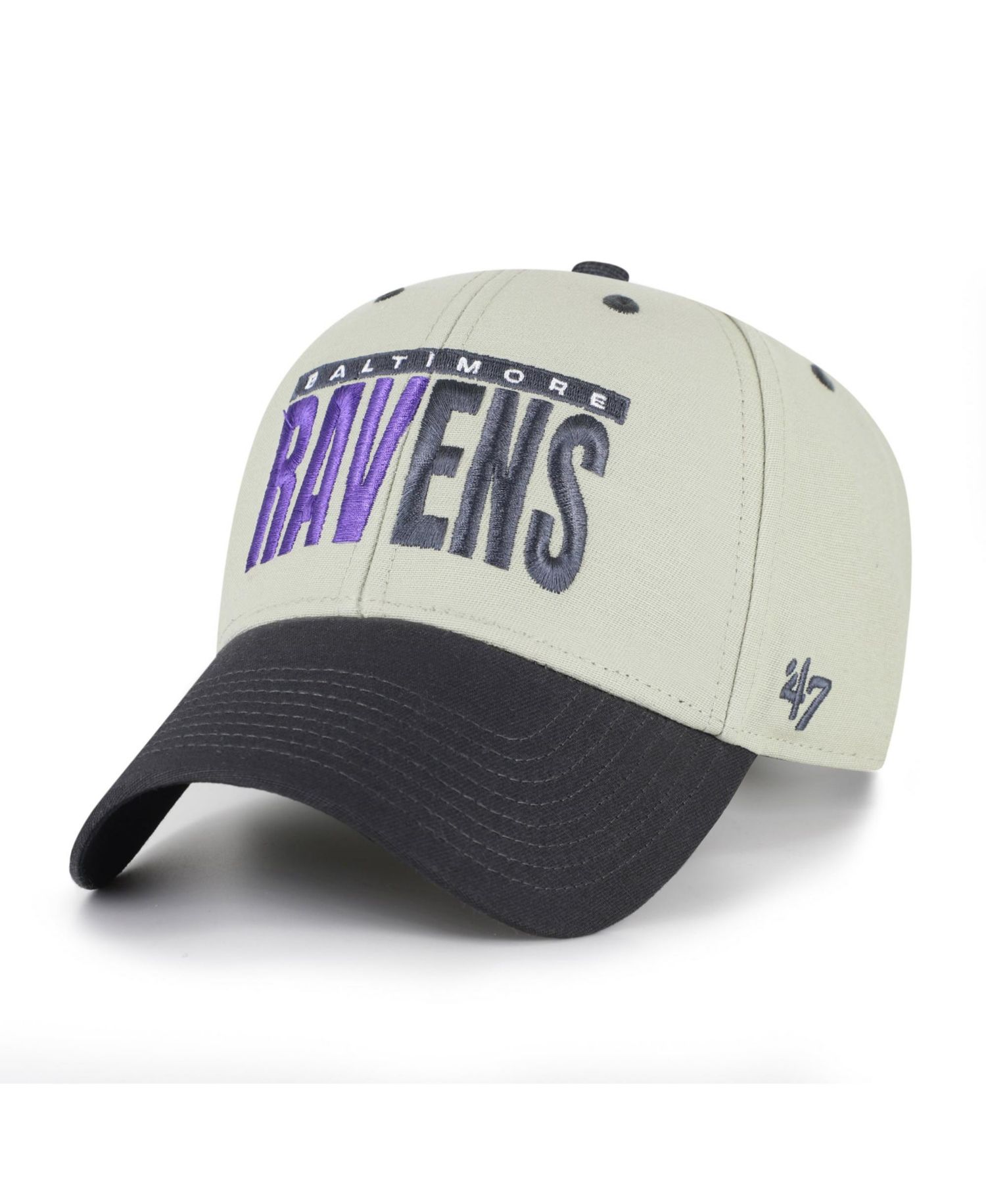 Men's '47 Gray/Black Baltimore Ravens Half Block Text MVP Adjustable Hat