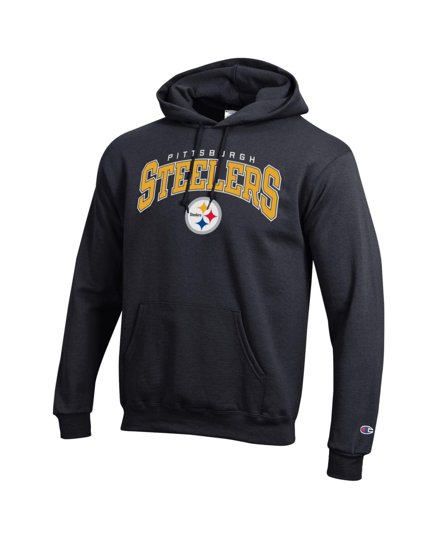 Men's Black Pittsburgh Steelers Powerblend Arch over Logo Hoodie