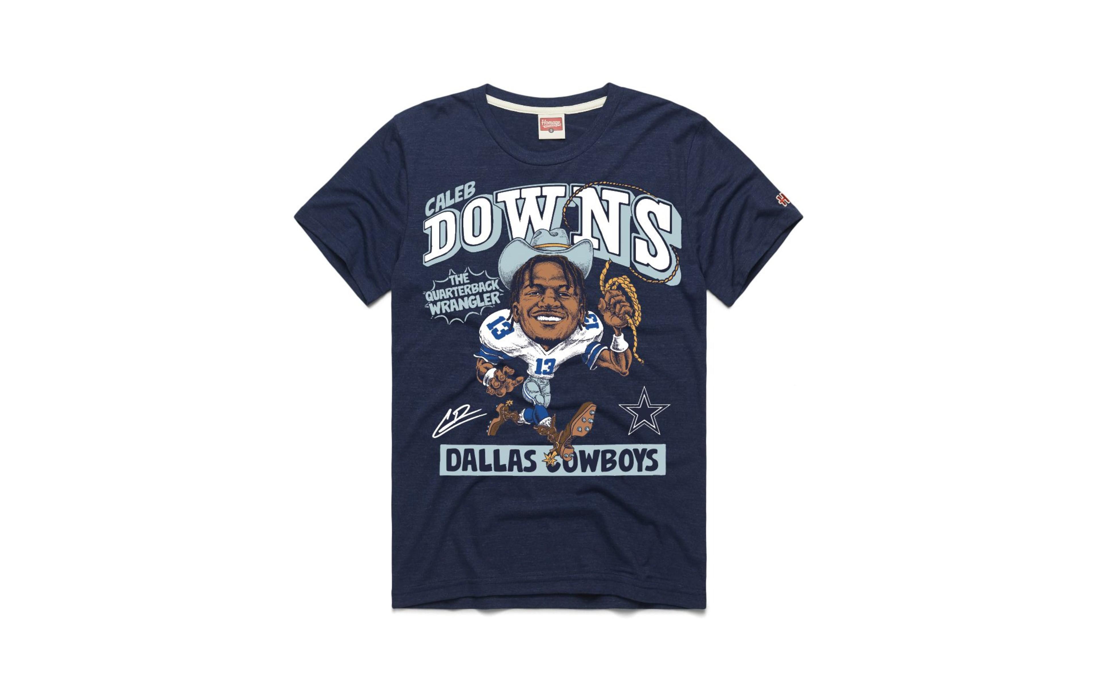 Homage Men's and Women's Dallas Cowboys Caleb Downs Caricature Tri-Blend T-Shirt