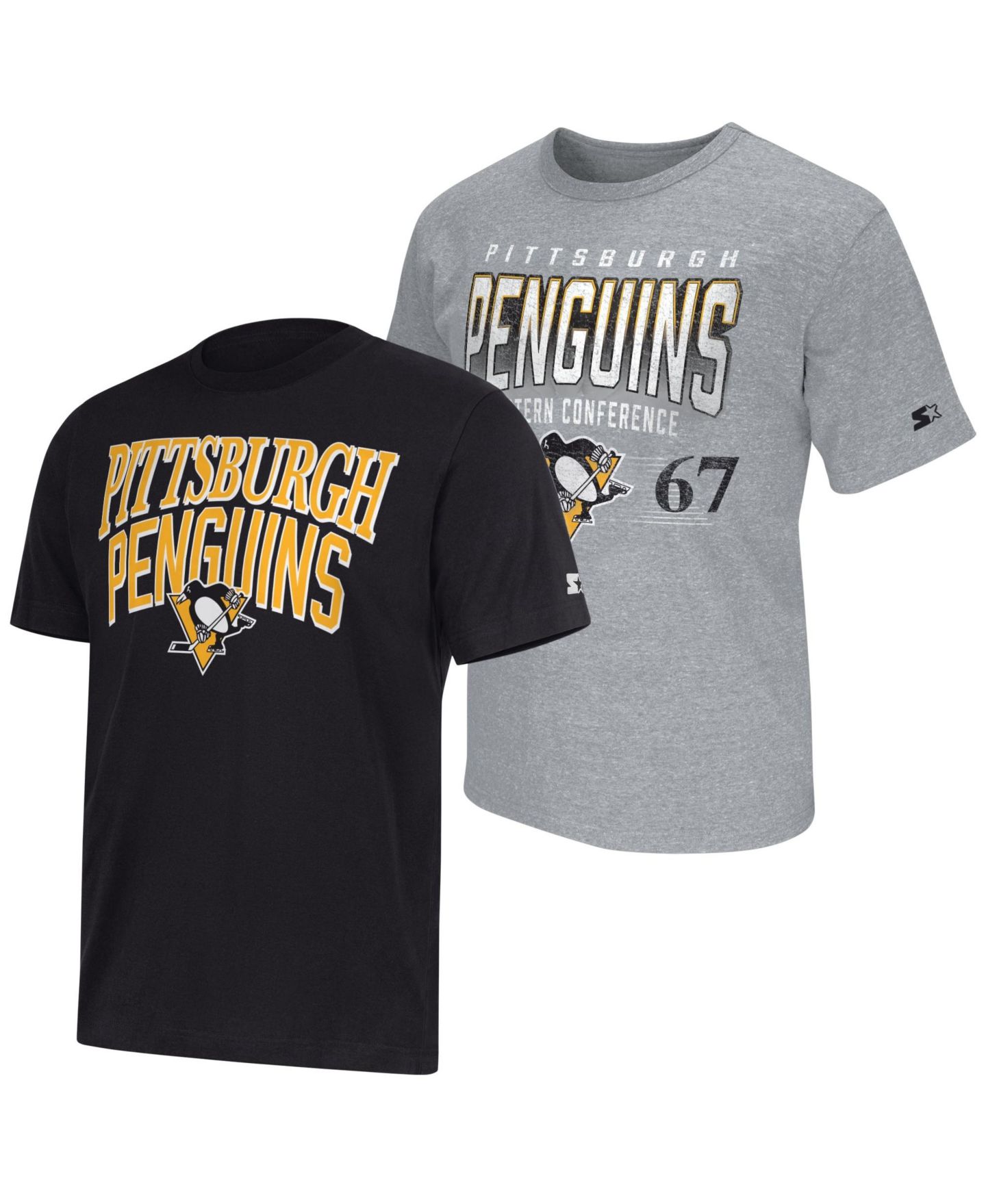 Мужские футболки Starter Black/Heather Gray Pittsburgh Penguins Two-Pack T-Shirt Set — фото 1