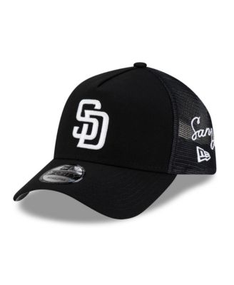 Men's Black San Diego Padres Side Script 9FORTY A-Frame Trucker Adjustable Hat