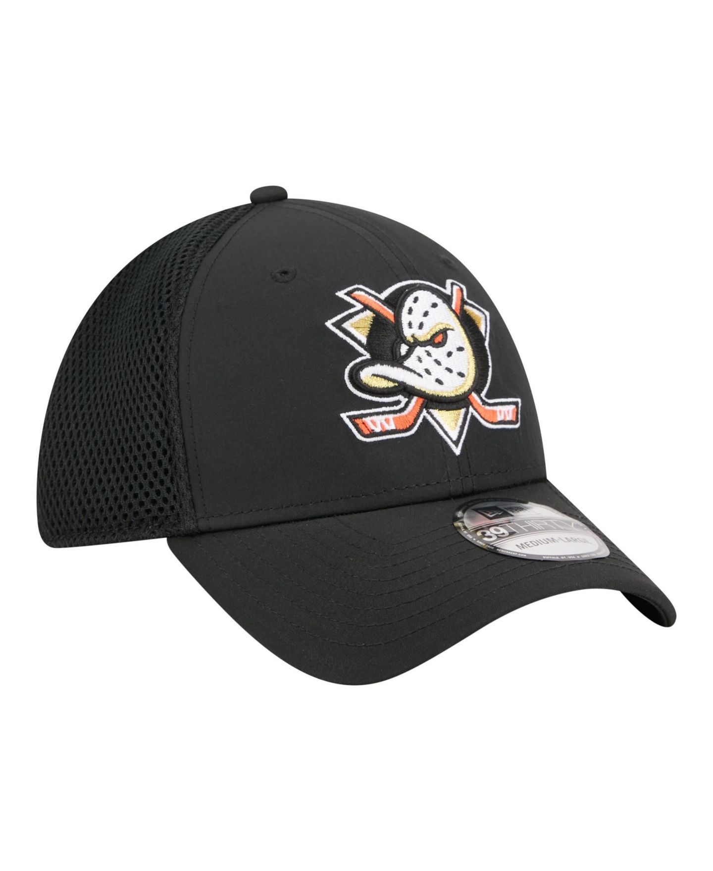 Мужская кепка New Era Black Anaheim Ducks Logo 39THIRTY Flex Hat — фото 3