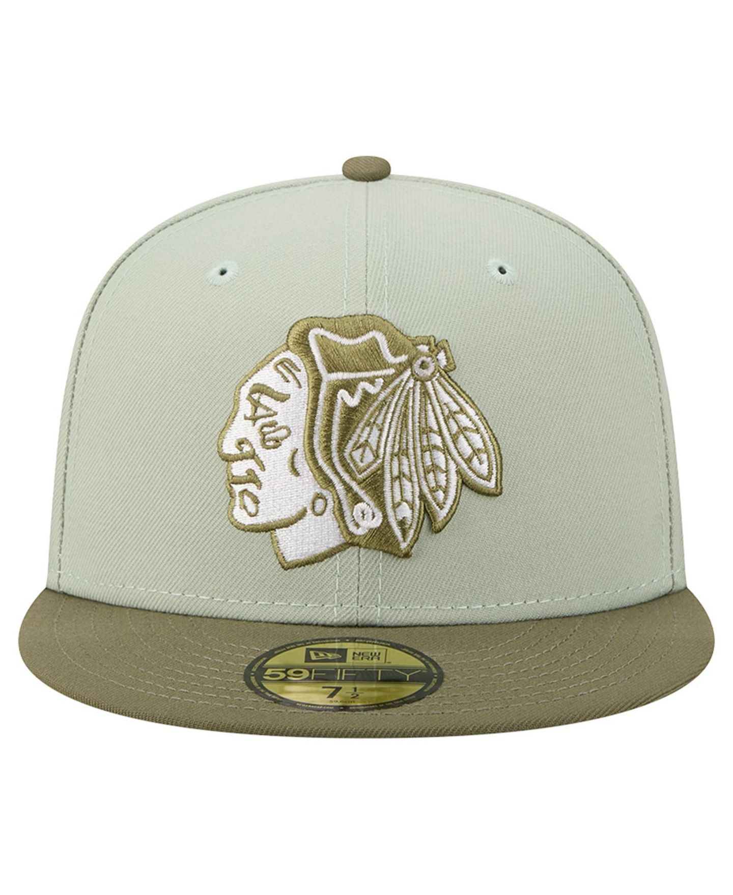 Мужские головные уборы New Era Sage Green/Olive Chicago Blackhawks Color Pack 59FIFTY Fitted Hat — фото 2
