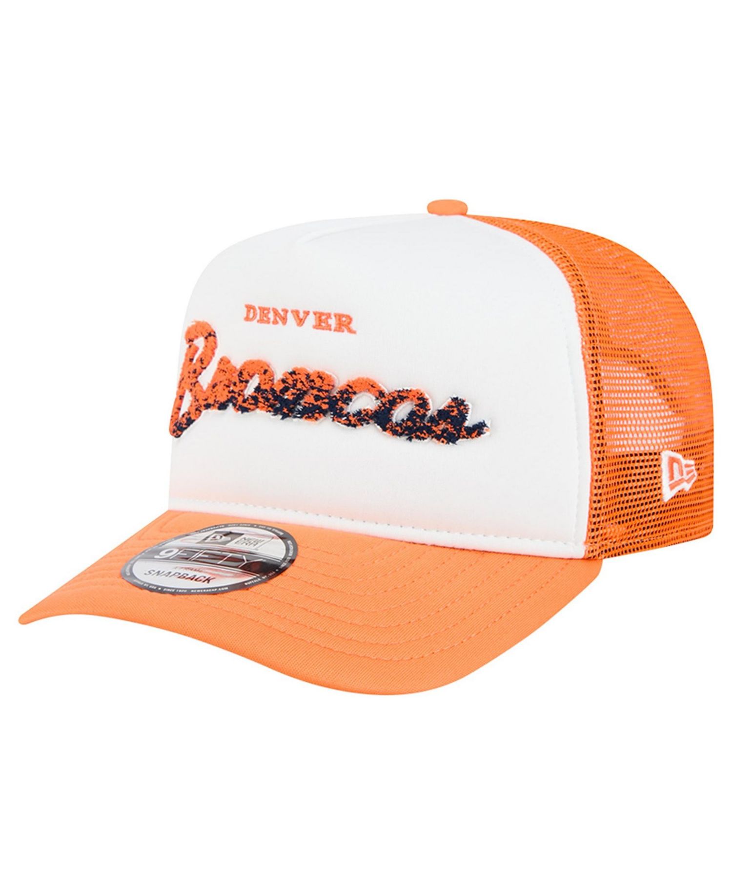Men's White/Orange Denver Broncos Foam A-Frame 9FIFTY Snapback Trucker Hat