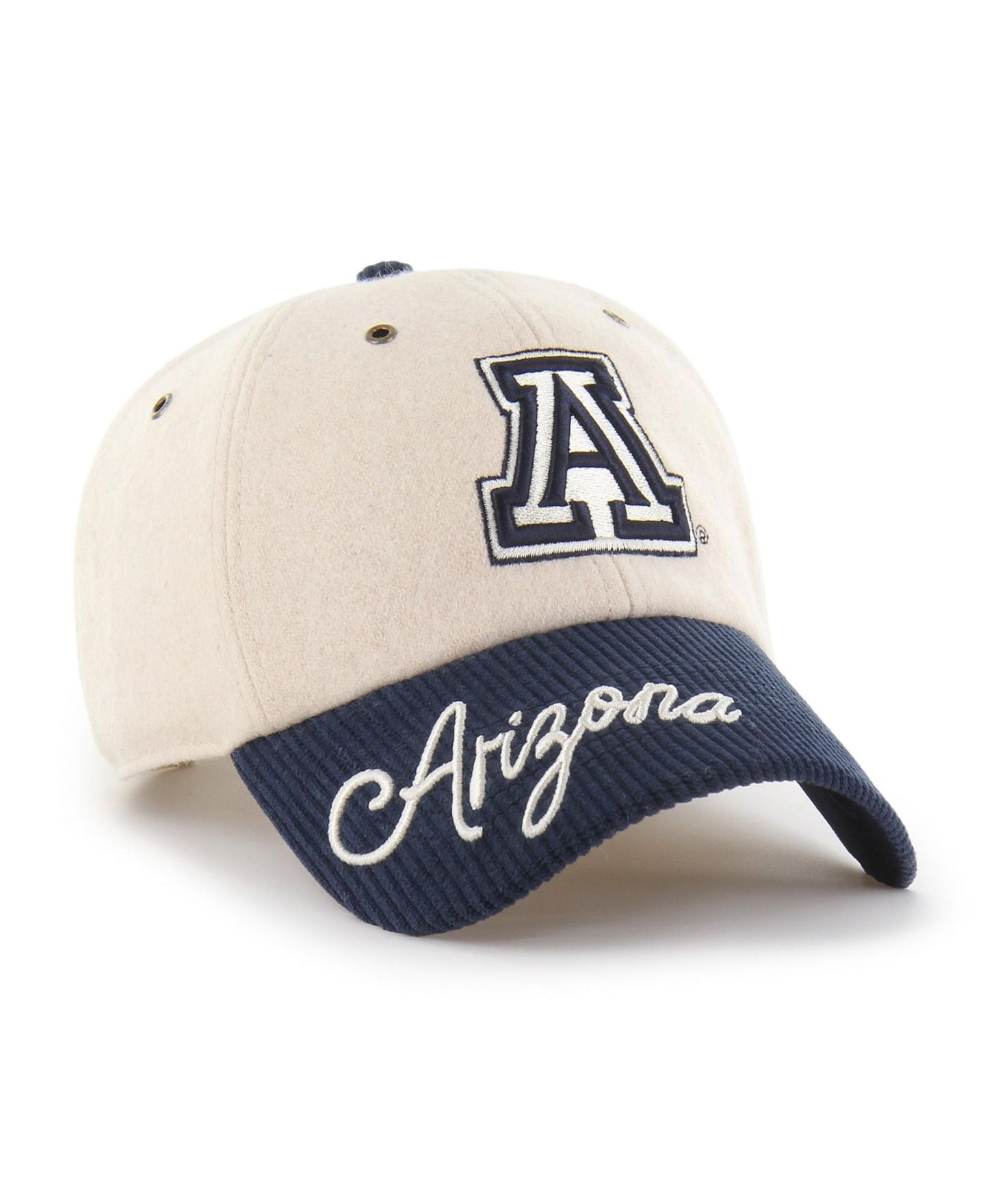 Женская кепка '47 Brand White/Navy Arizona Wildcats Rope Script Clean Up Adjustable Hat — фото 1