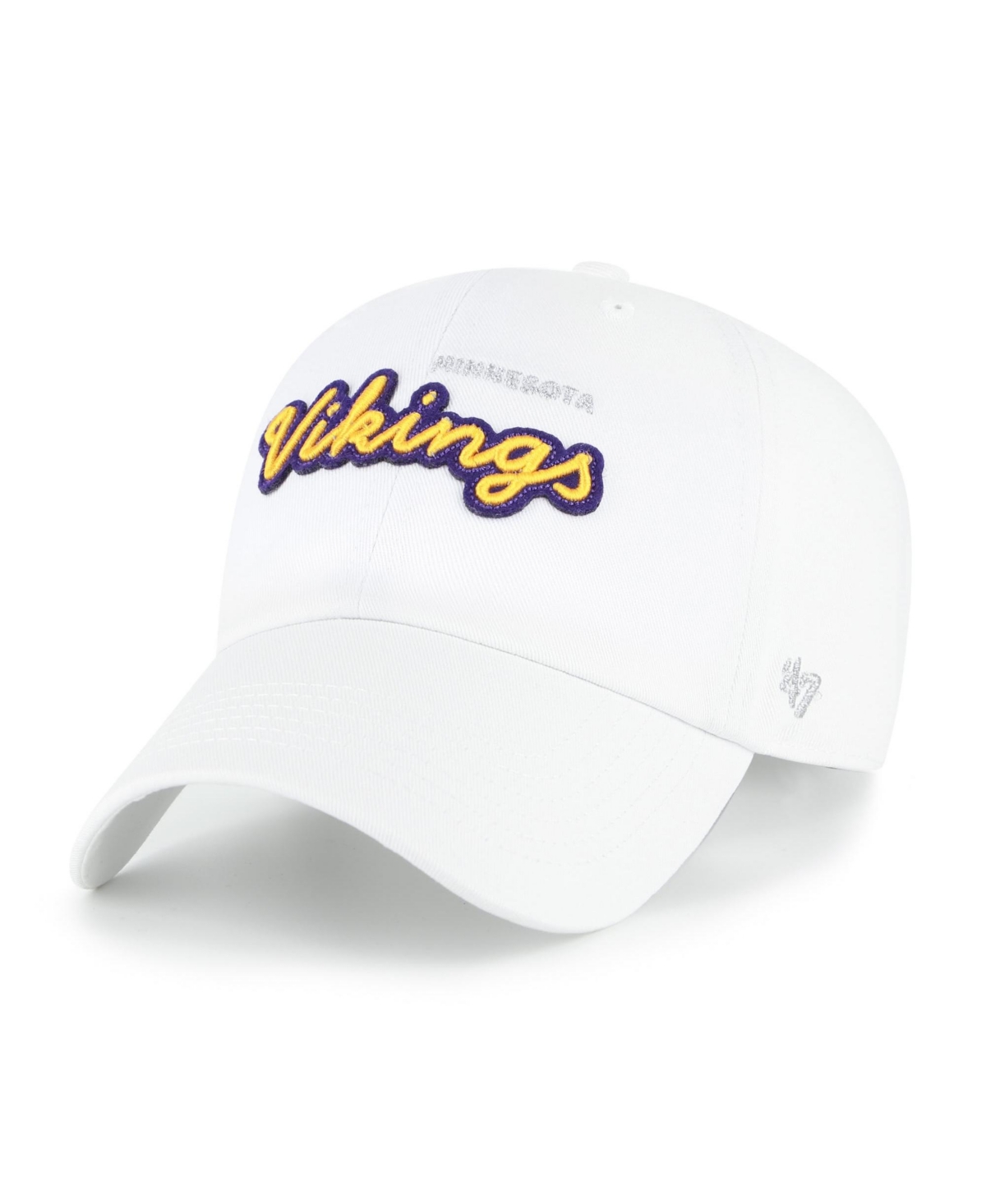 '47 Brand Women's Minnesota Vikings Trendy Script Embroidered Baseball Cap - White