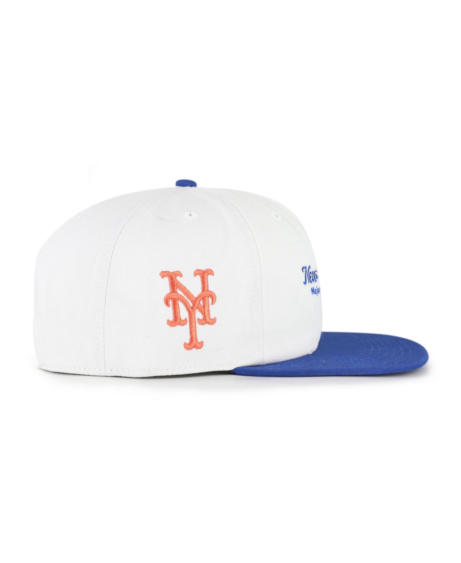 Men's '47 White/Royal New York Mets Script Stack Relaxed Captain Snapback