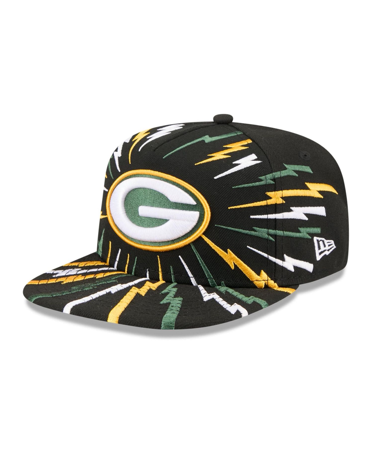 Big Boys and Girls Black Green Bay Packers Bolt A-Frame 9FIFTY Snapback Hat