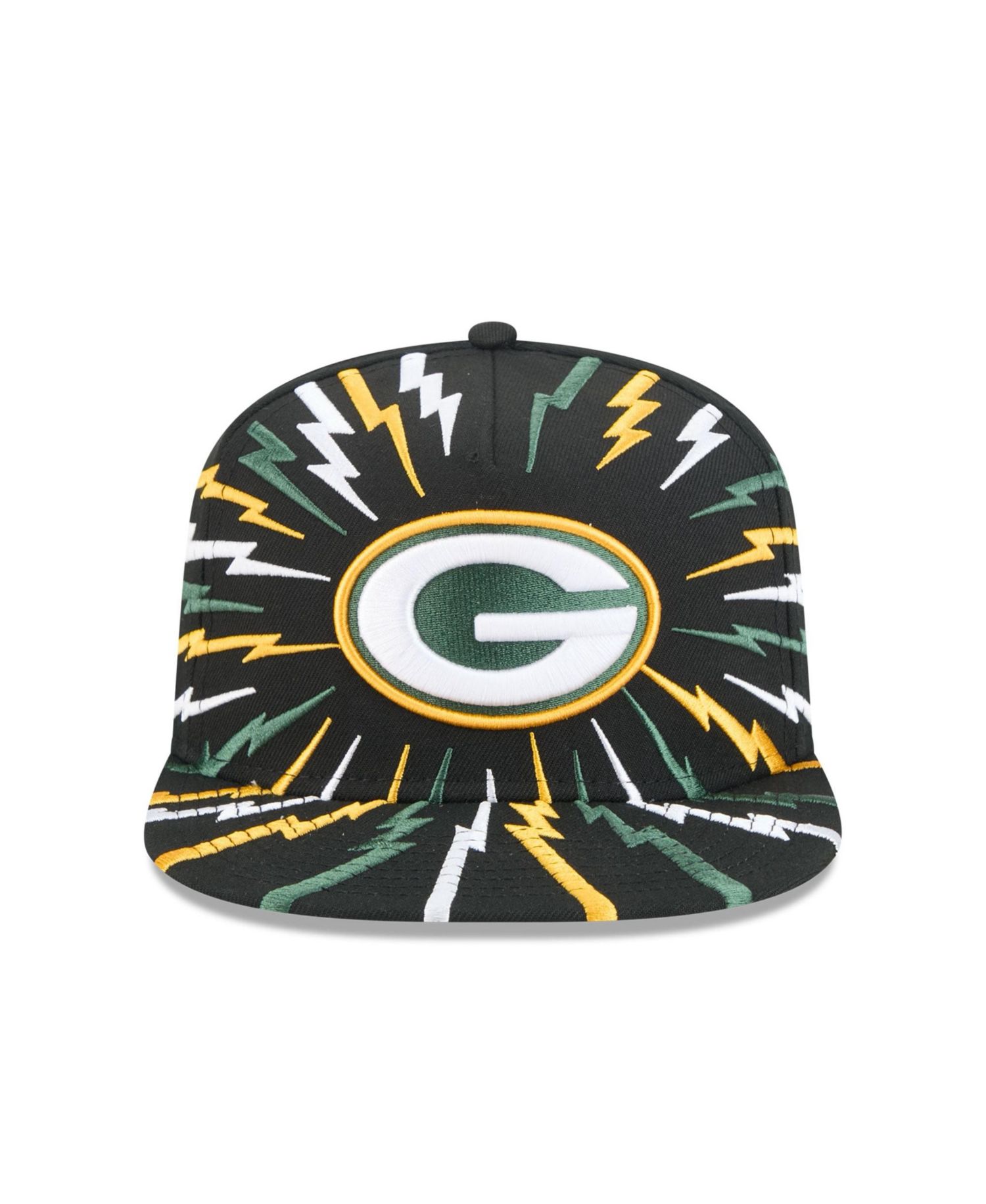 Men's Black Green Bay Packers Bolt A-Frame 9FIFTY Snapback Hat