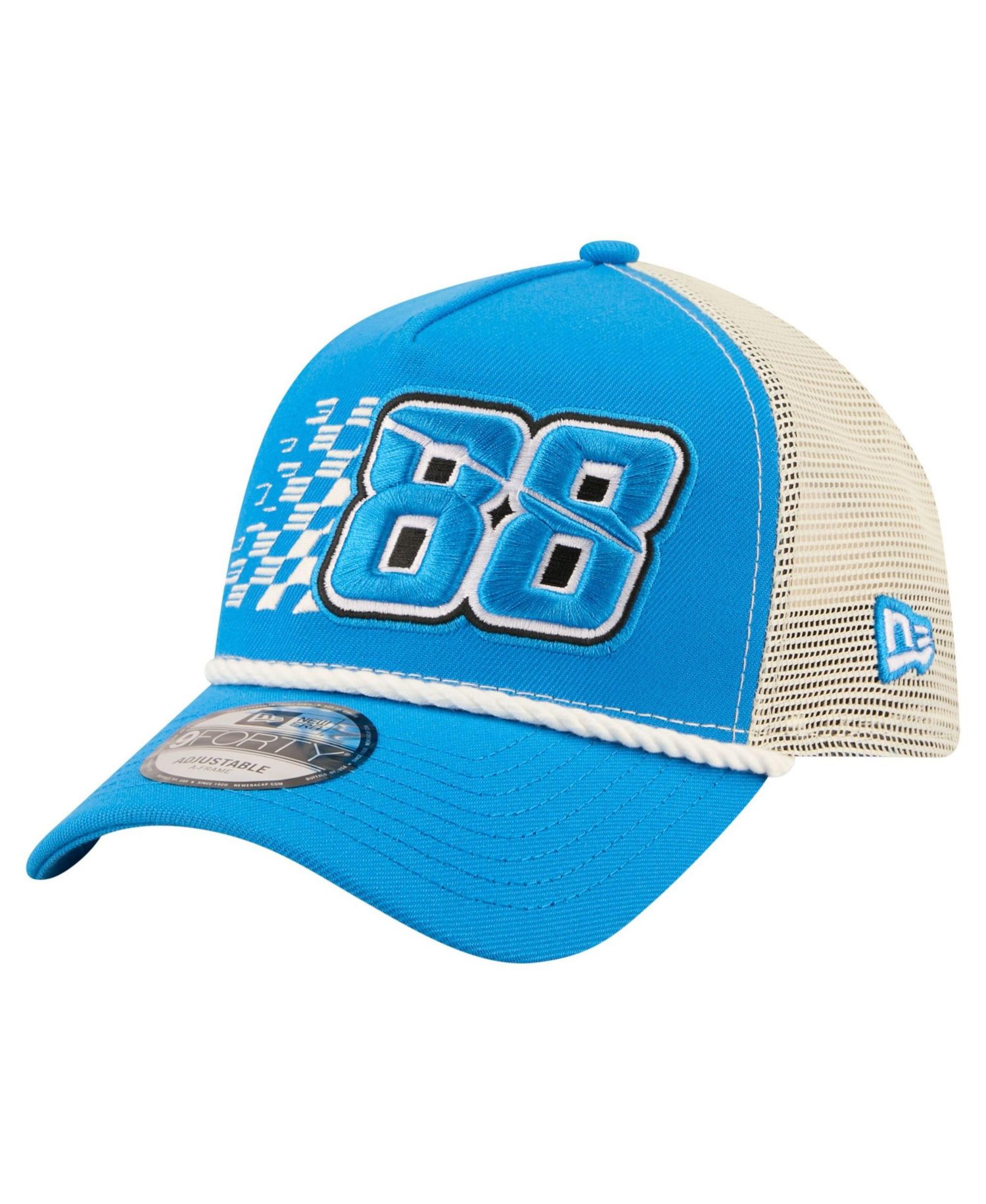 Men's Blue Connor Zilisch Trackhouse Driver Number A-Frame 9FORTY Trucker Rope Adjustable Hat
