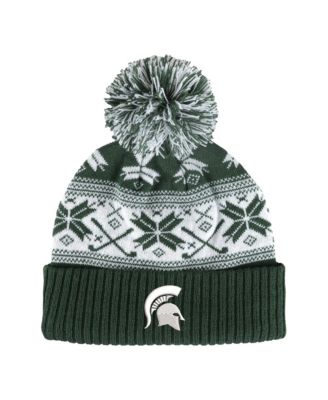 Men's and Women's  Green Michigan State Spartans Cuffed Knit Hat with Pom