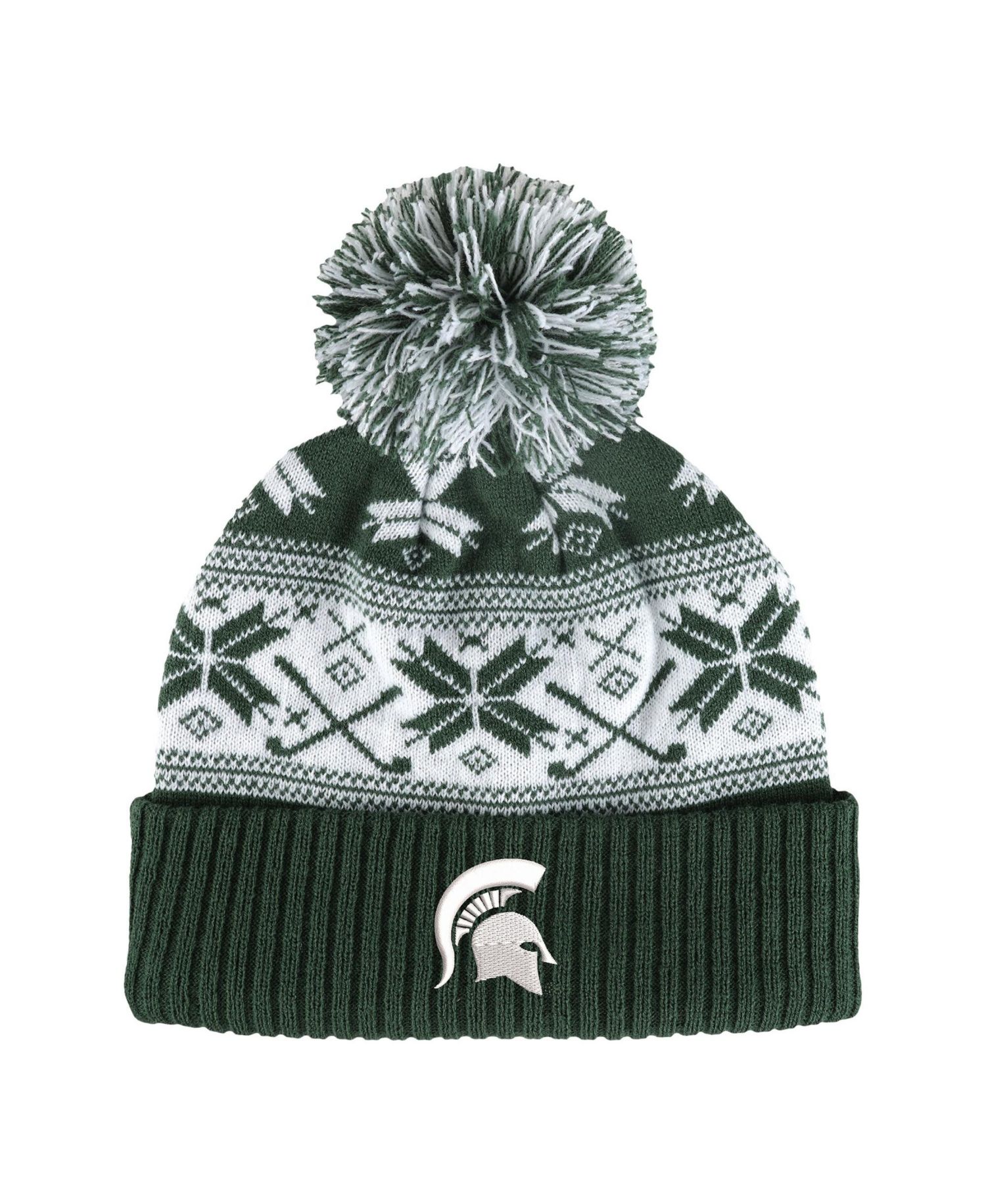 Men's and Women's Green Michigan State Spartans Cuffed Knit Hat with Pom