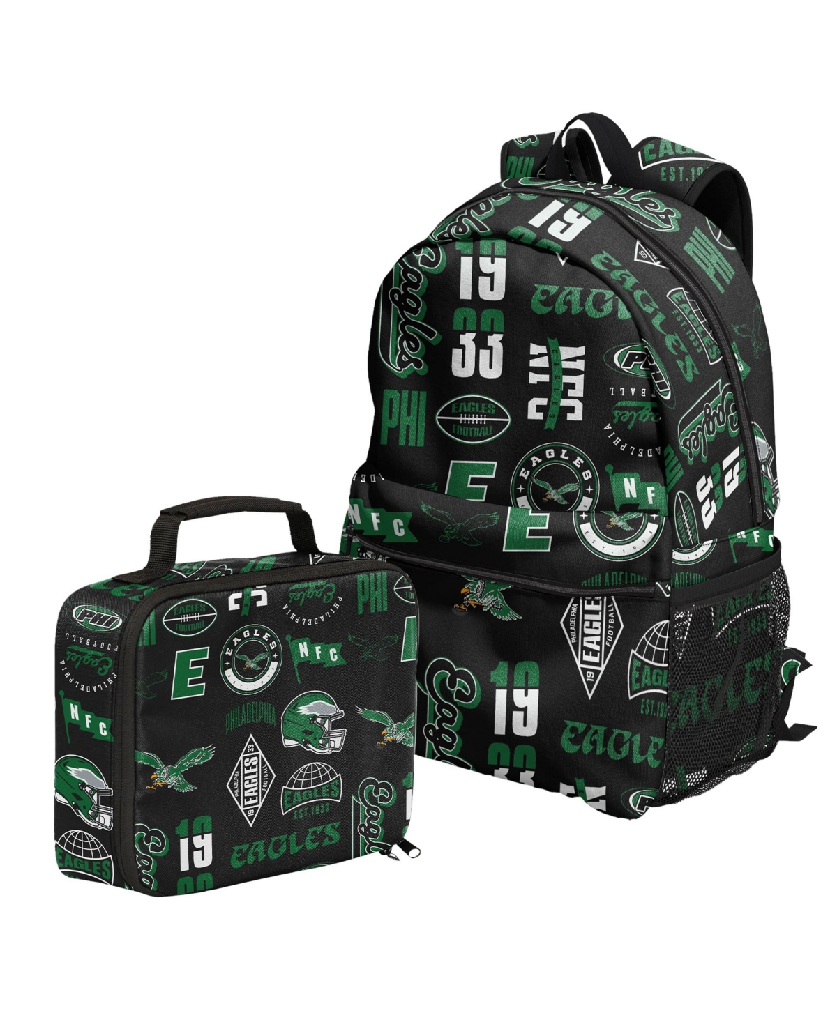 Outerstuff Philadelphia Eagles Laptop Sleeve Backpack and Lunchbox Set, 2-Piece Set - Green